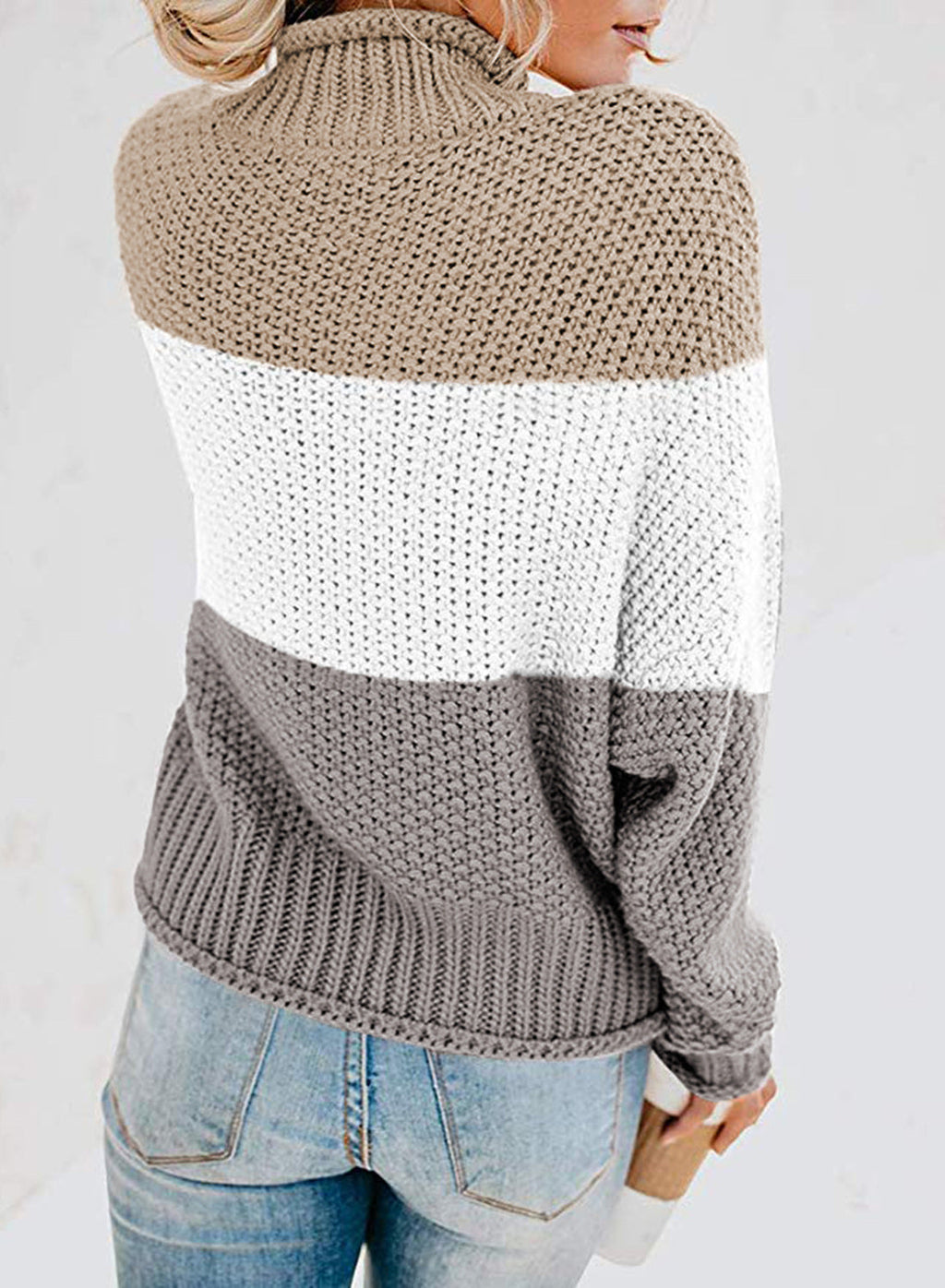 Women's Fashion Cable Knit Turtleneck Sweater Casual Thick Tops Long Sleeve Pullover