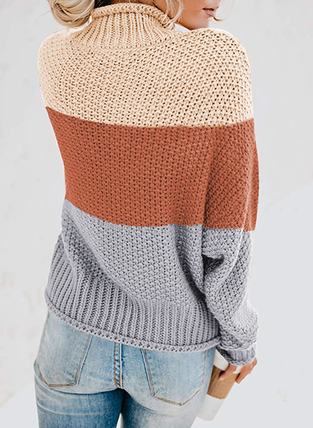 Women's Fashion Cable Knit Turtleneck Sweater Casual Thick Tops Long Sleeve Pullover