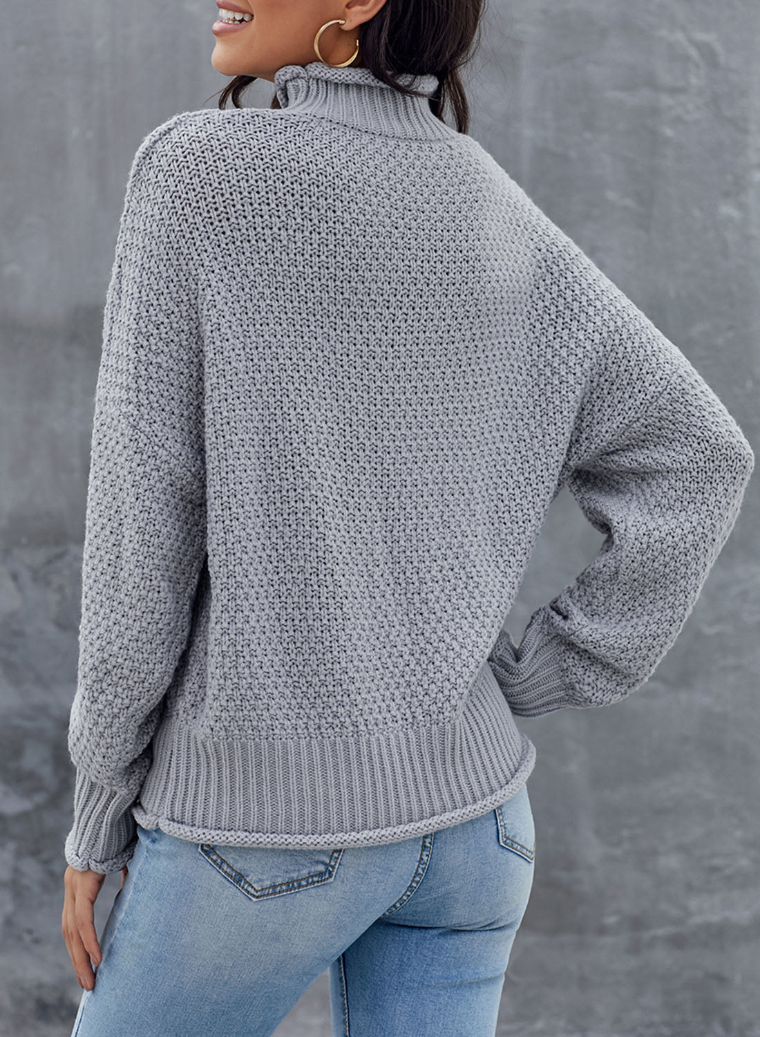 Women's Fashion Cable Knit Turtleneck Sweater Casual Thick Tops Long Sleeve Pullover