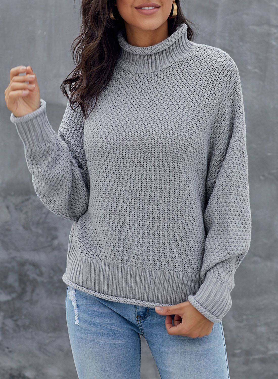 Women's Fashion Cable Knit Turtleneck Sweater Casual Thick Tops Long Sleeve Pullover