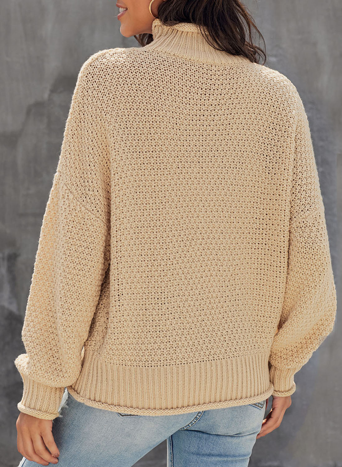 Women's Fashion Cable Knit Turtleneck Sweater Casual Thick Tops Long Sleeve Pullover