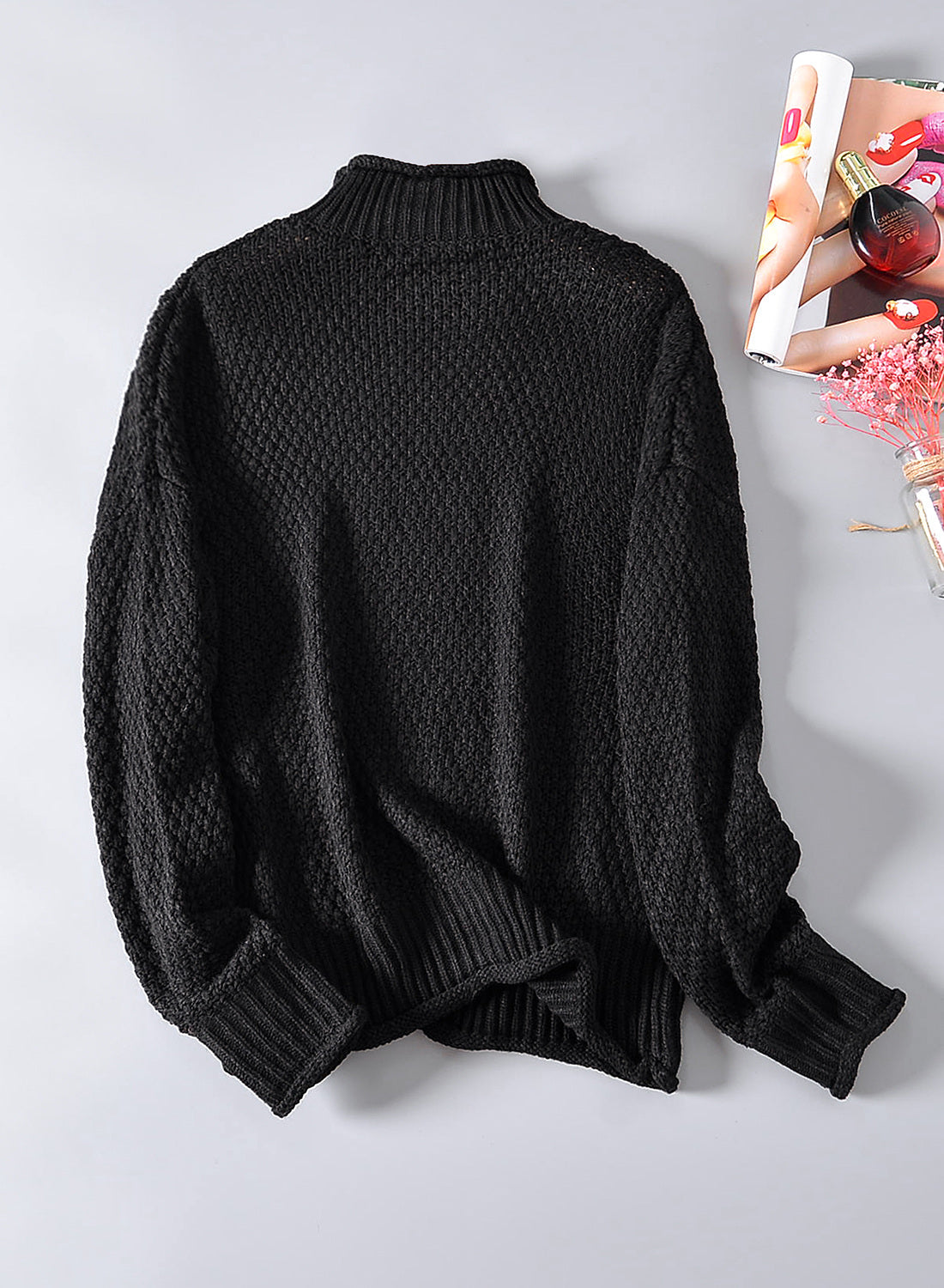 Women's Fashion Cable Knit Turtleneck Sweater Casual Thick Tops Long Sleeve Pullover