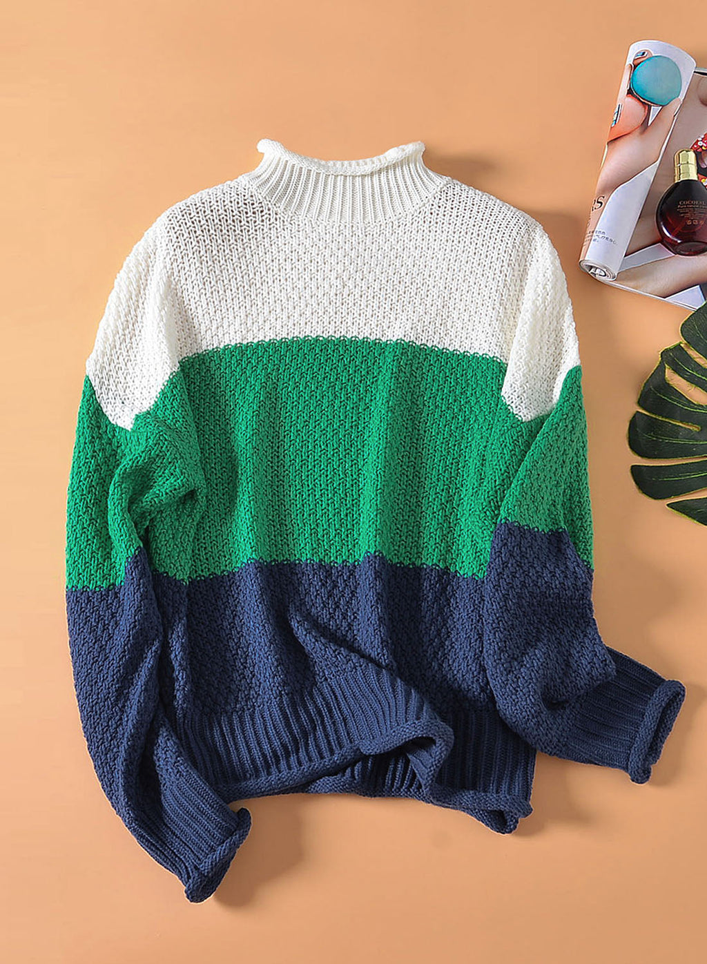 Women's Fashion Cable Knit Turtleneck Sweater Casual Thick Tops Long Sleeve Pullover