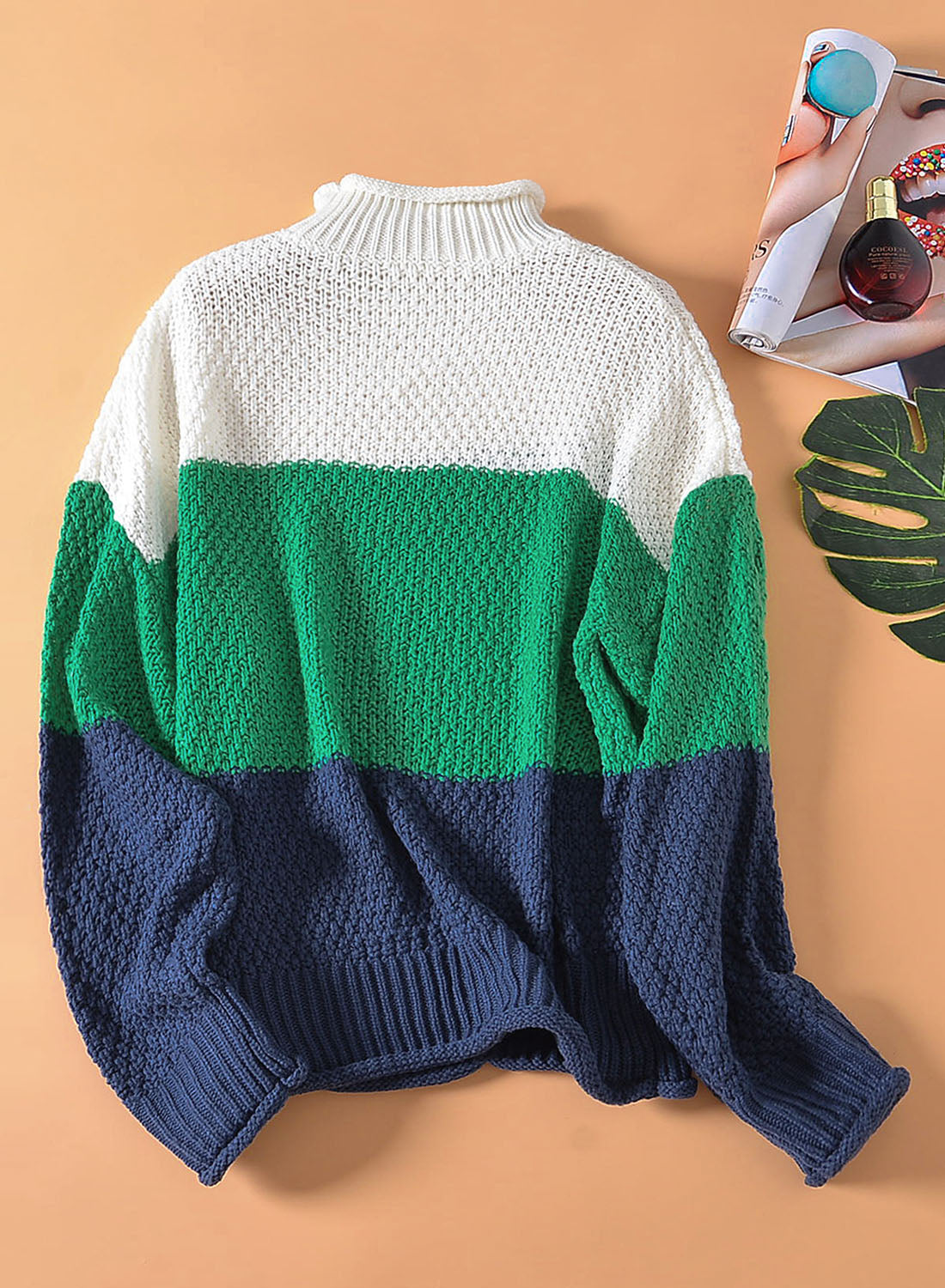 Women's Fashion Cable Knit Turtleneck Sweater Casual Thick Tops Long Sleeve Pullover