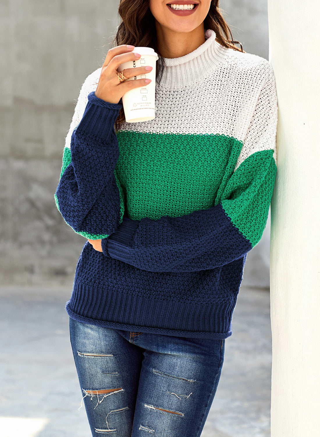 Women's Fashion Cable Knit Turtleneck Sweater Casual Thick Tops Long Sleeve Pullover