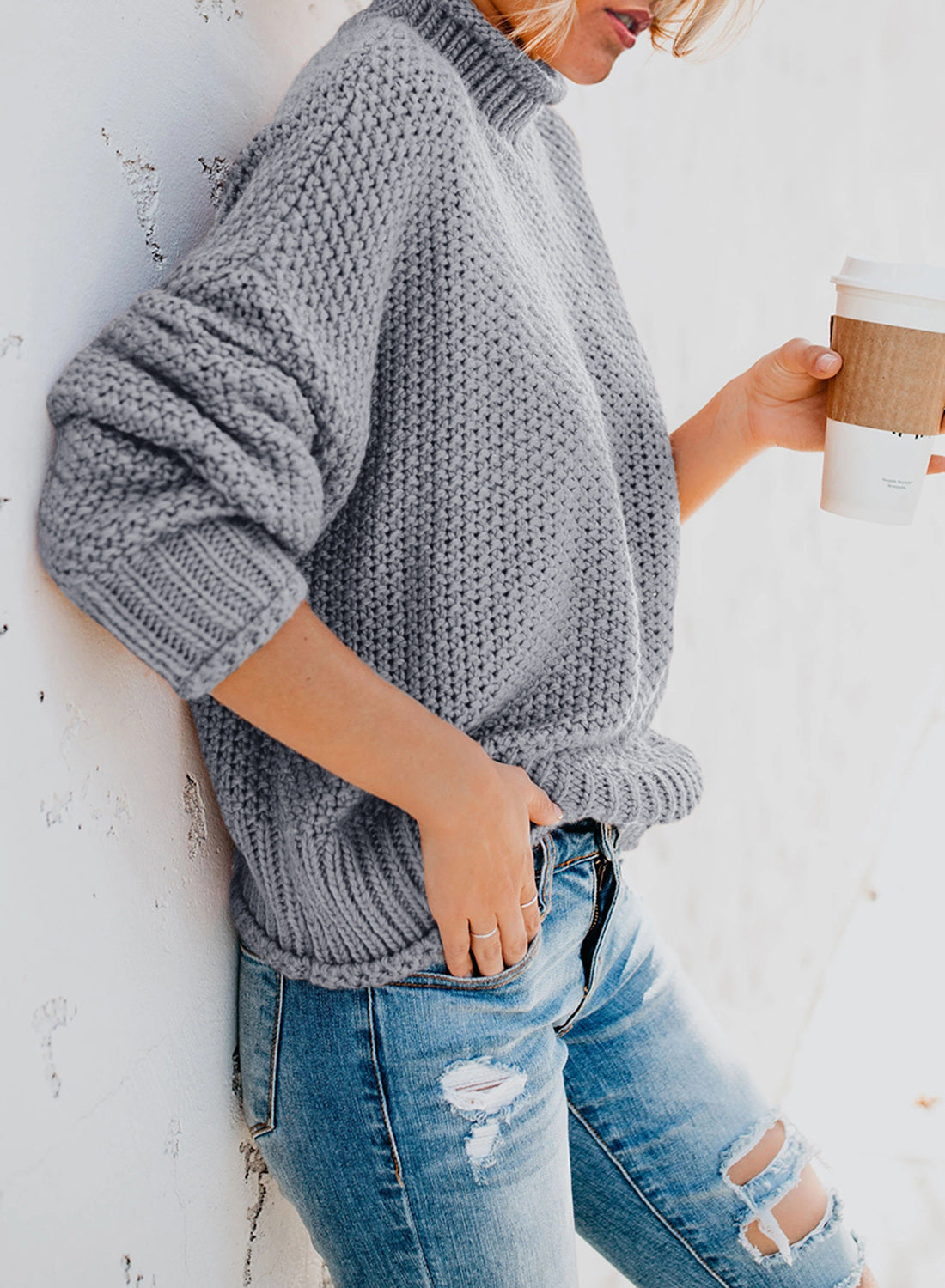 Women's Fashion Cable Knit Turtleneck Sweater Casual Thick Tops Long Sleeve Pullover
