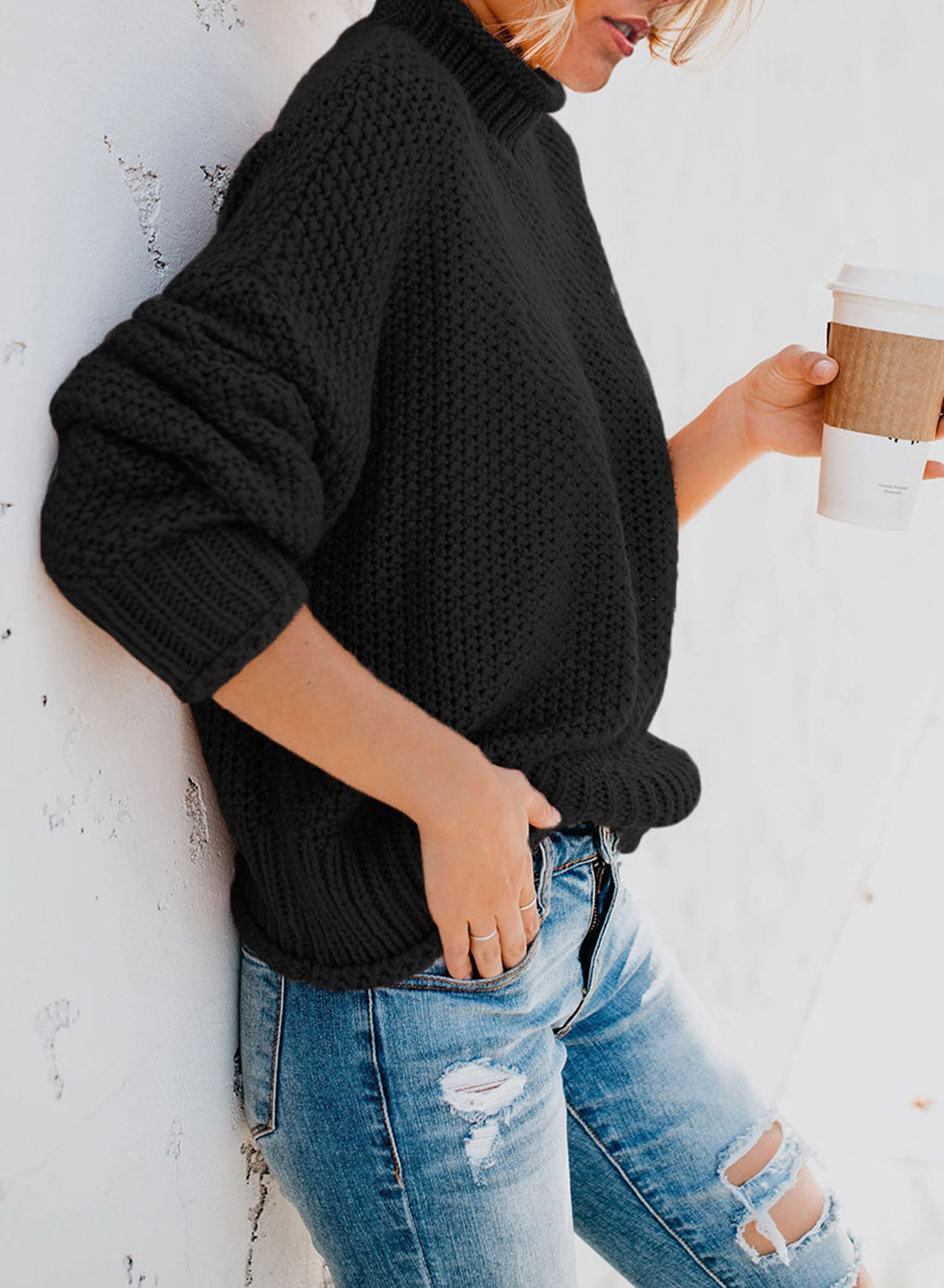 Women's Fashion Cable Knit Turtleneck Sweater Casual Thick Tops Long Sleeve Pullover