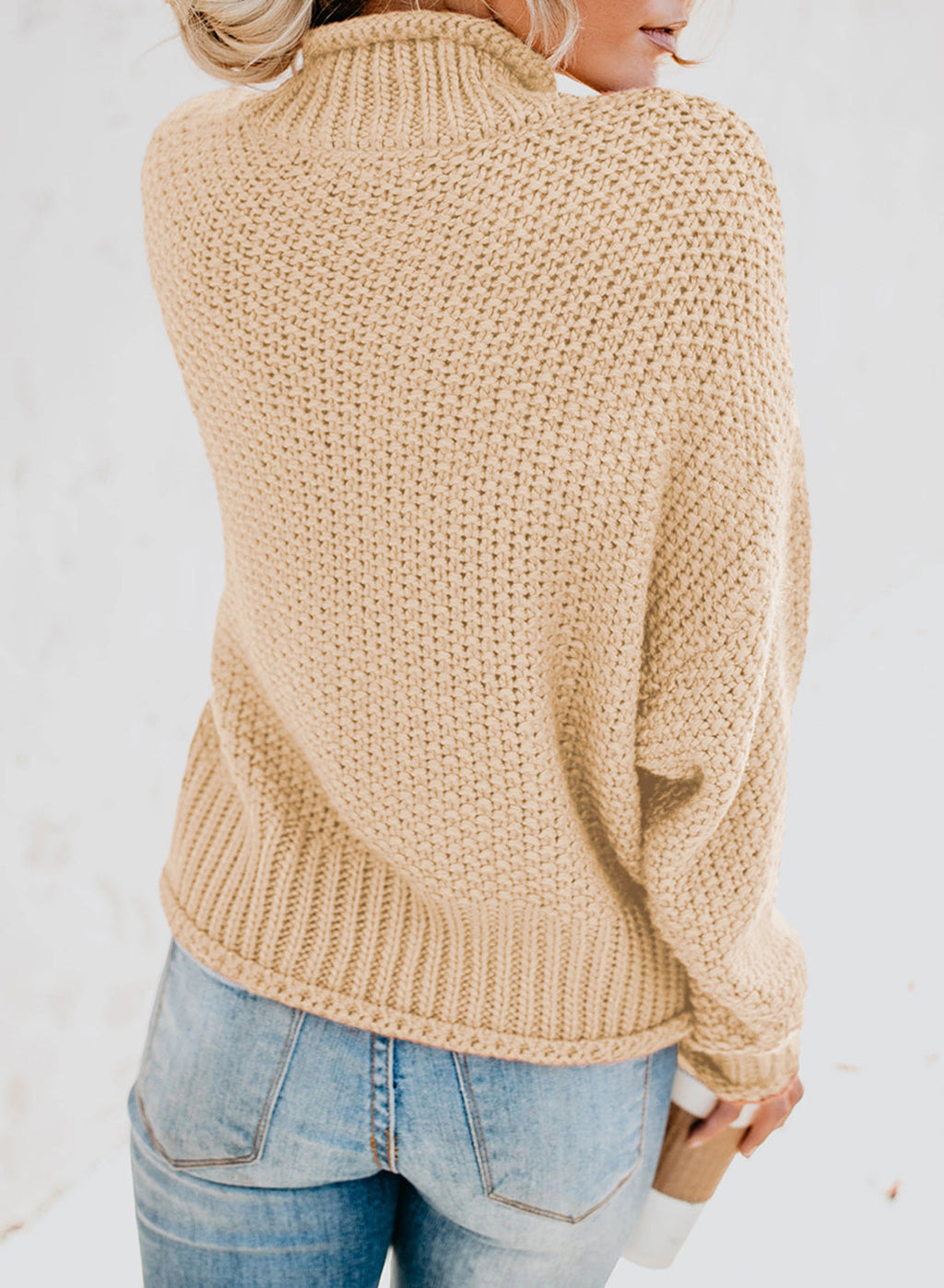 Women's Fashion Cable Knit Turtleneck Sweater Casual Thick Tops Long Sleeve Pullover
