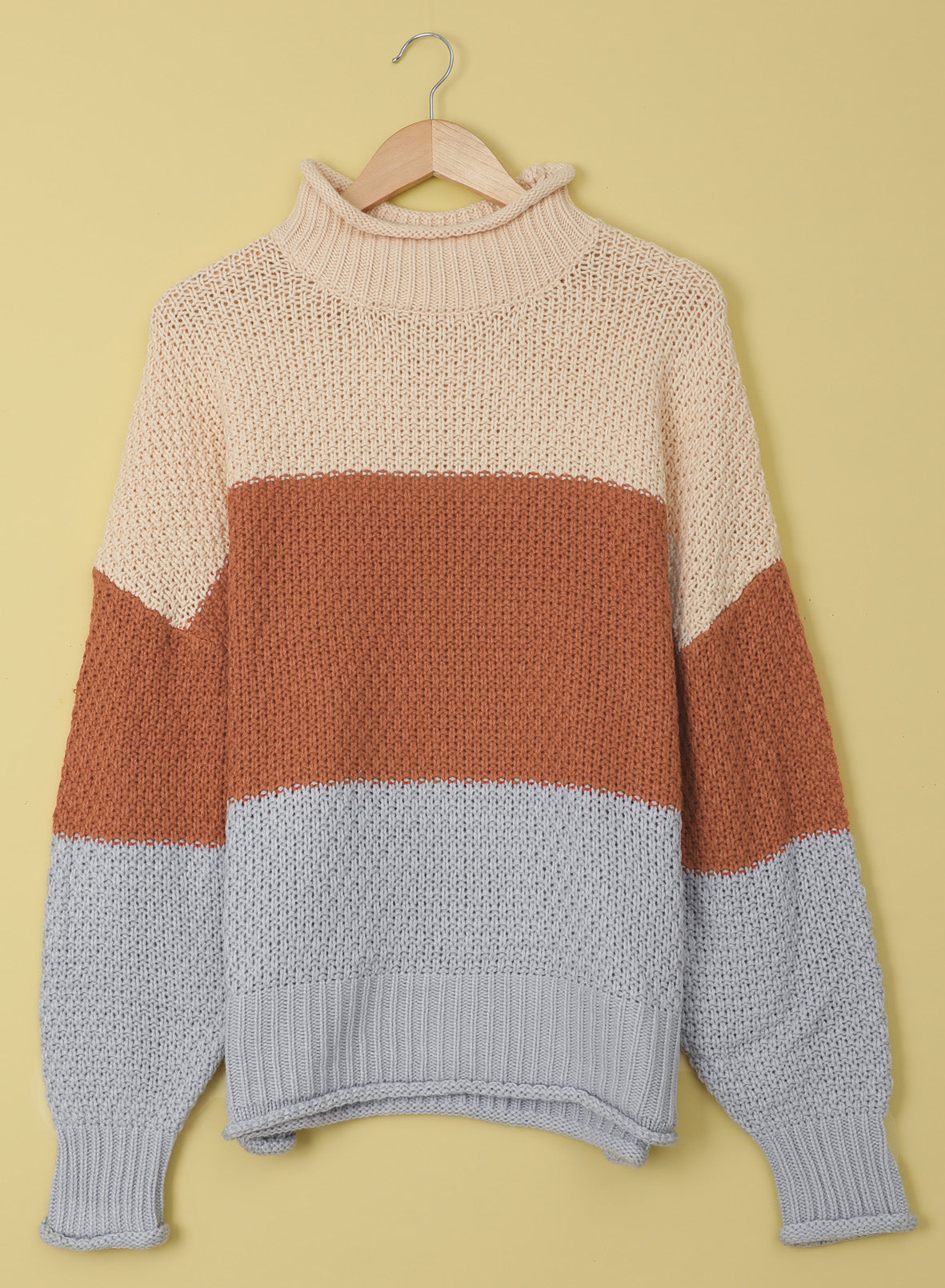 Women's Fashion Cable Knit Turtleneck Sweater Casual Thick Tops Long Sleeve Pullover