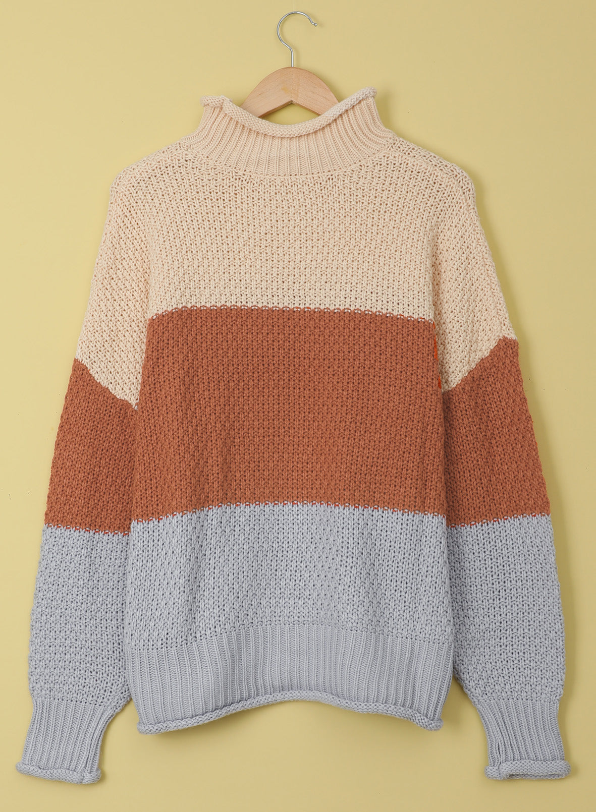 Women's Fashion Cable Knit Turtleneck Sweater Casual Thick Tops Long Sleeve Pullover