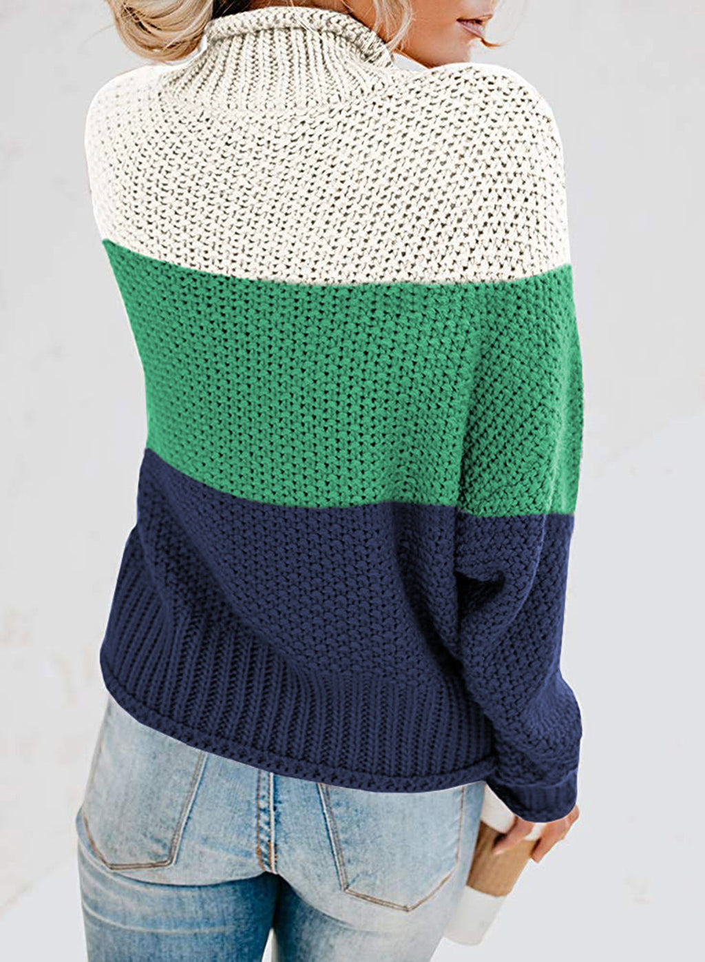 Women's Fashion Cable Knit Turtleneck Sweater Casual Thick Tops Long Sleeve Pullover