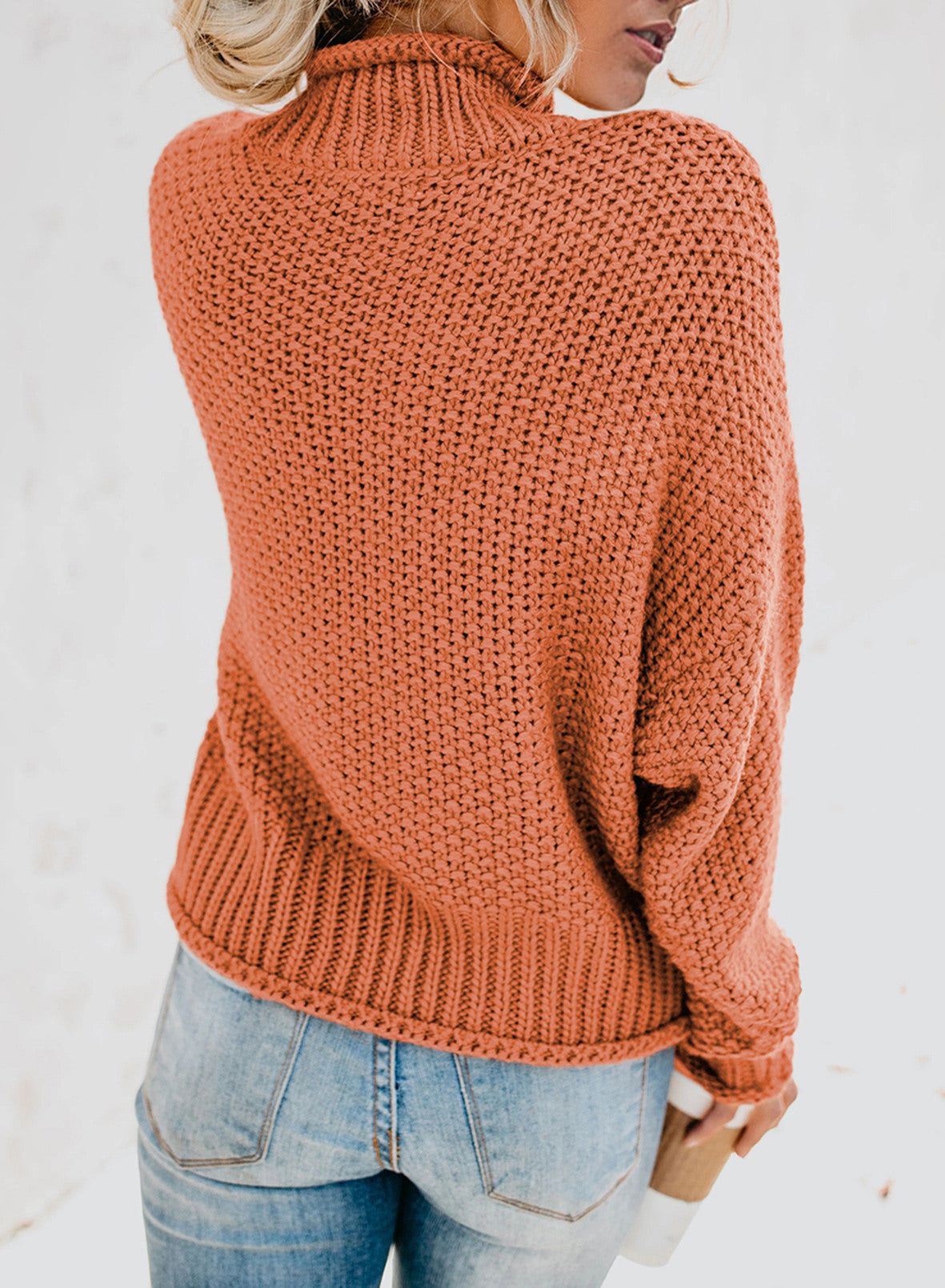 Women's Fashion Cable Knit Turtleneck Sweater Casual Thick Tops Long Sleeve Pullover