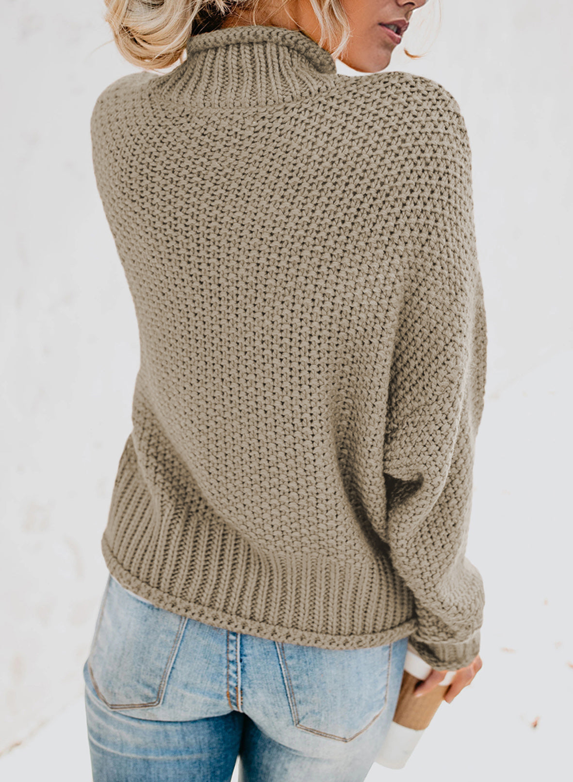 Women's Fashion Cable Knit Turtleneck Sweater Casual Thick Tops Long Sleeve Pullover