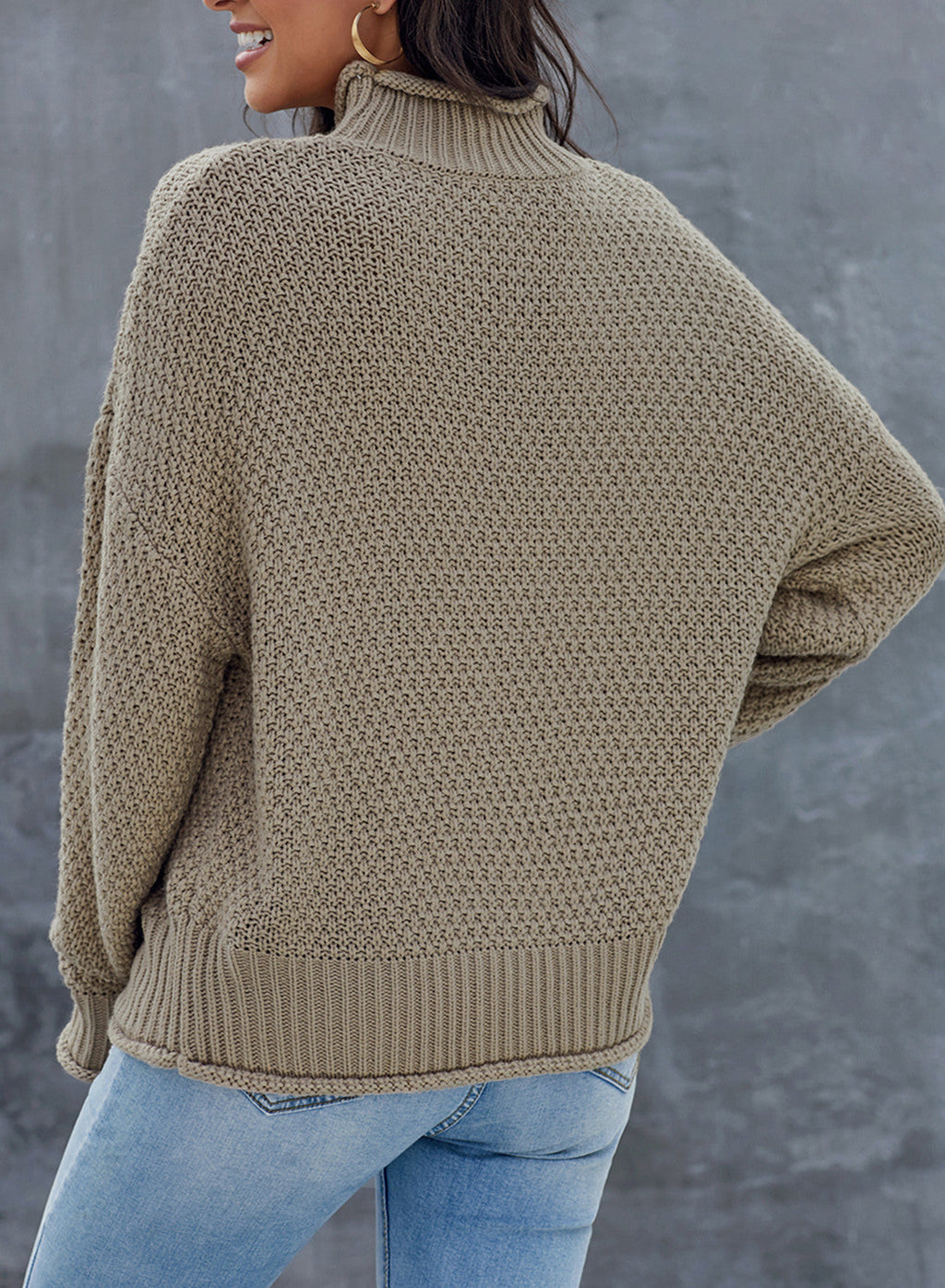 Women's Fashion Cable Knit Turtleneck Sweater Casual Thick Tops Long Sleeve Pullover