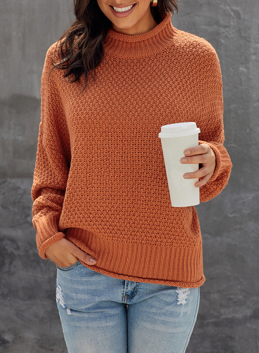 Women's Fashion Cable Knit Turtleneck Sweater Casual Thick Tops Long Sleeve Pullover
