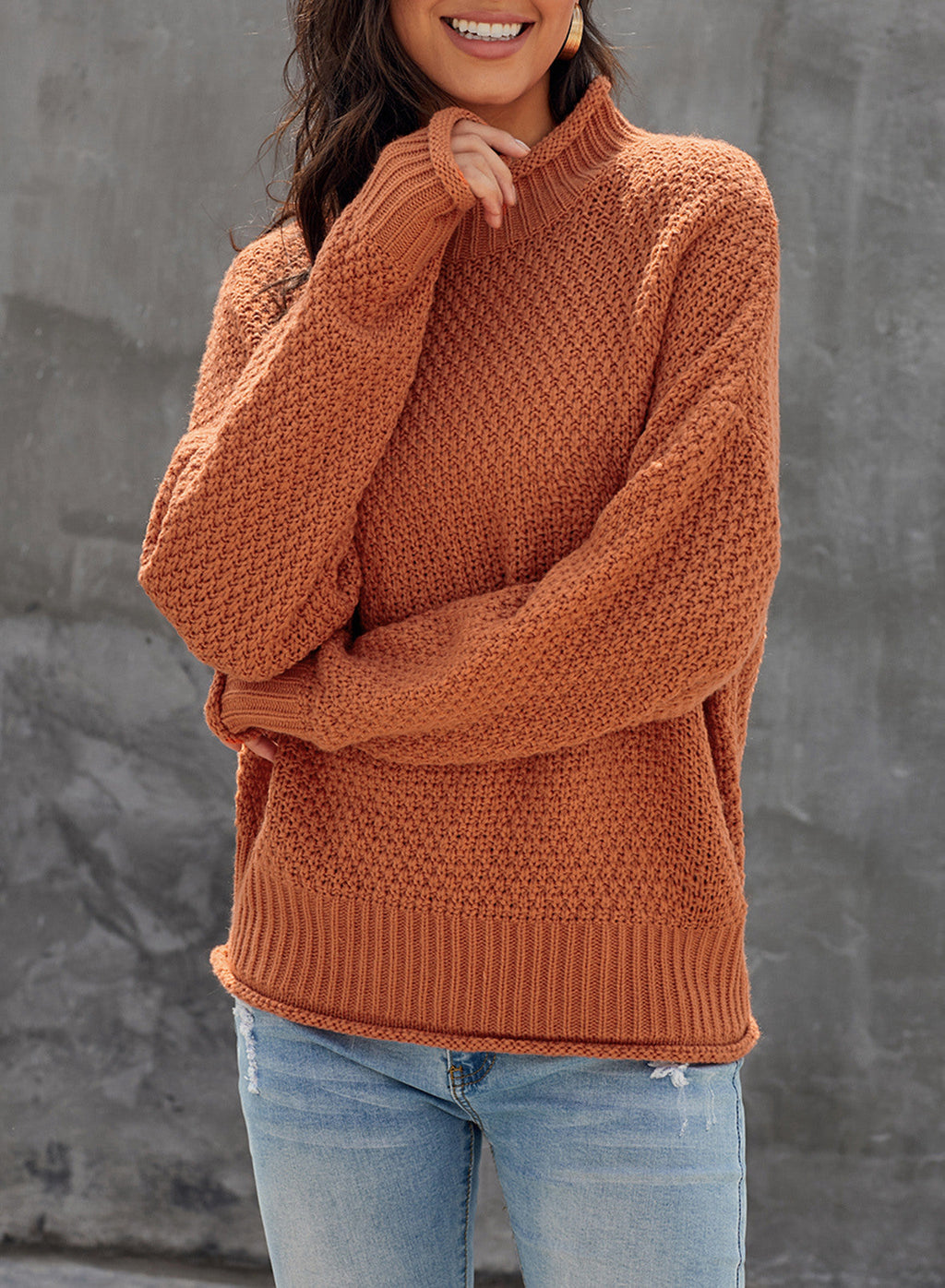 Women's Fashion Cable Knit Turtleneck Sweater Casual Thick Tops Long Sleeve Pullover