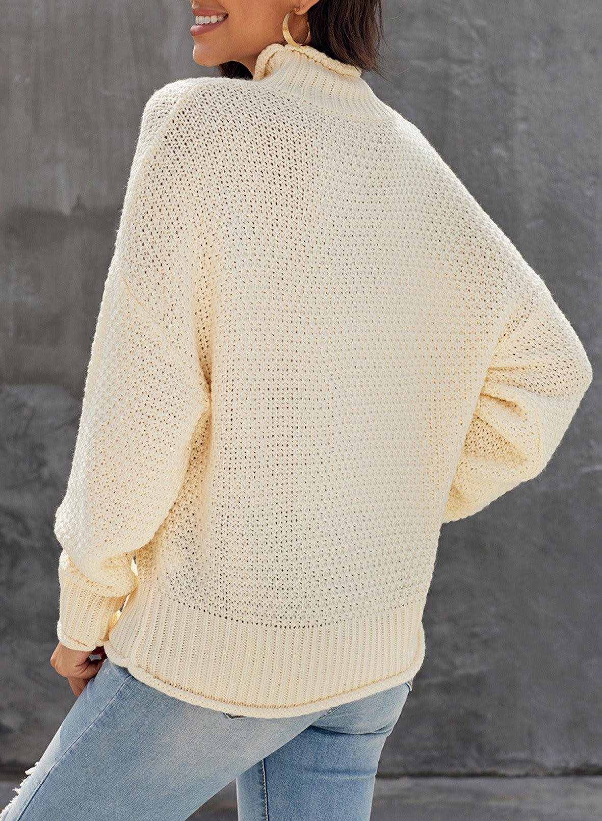 Women's Fashion Cable Knit Turtleneck Sweater Casual Thick Tops Long Sleeve Pullover