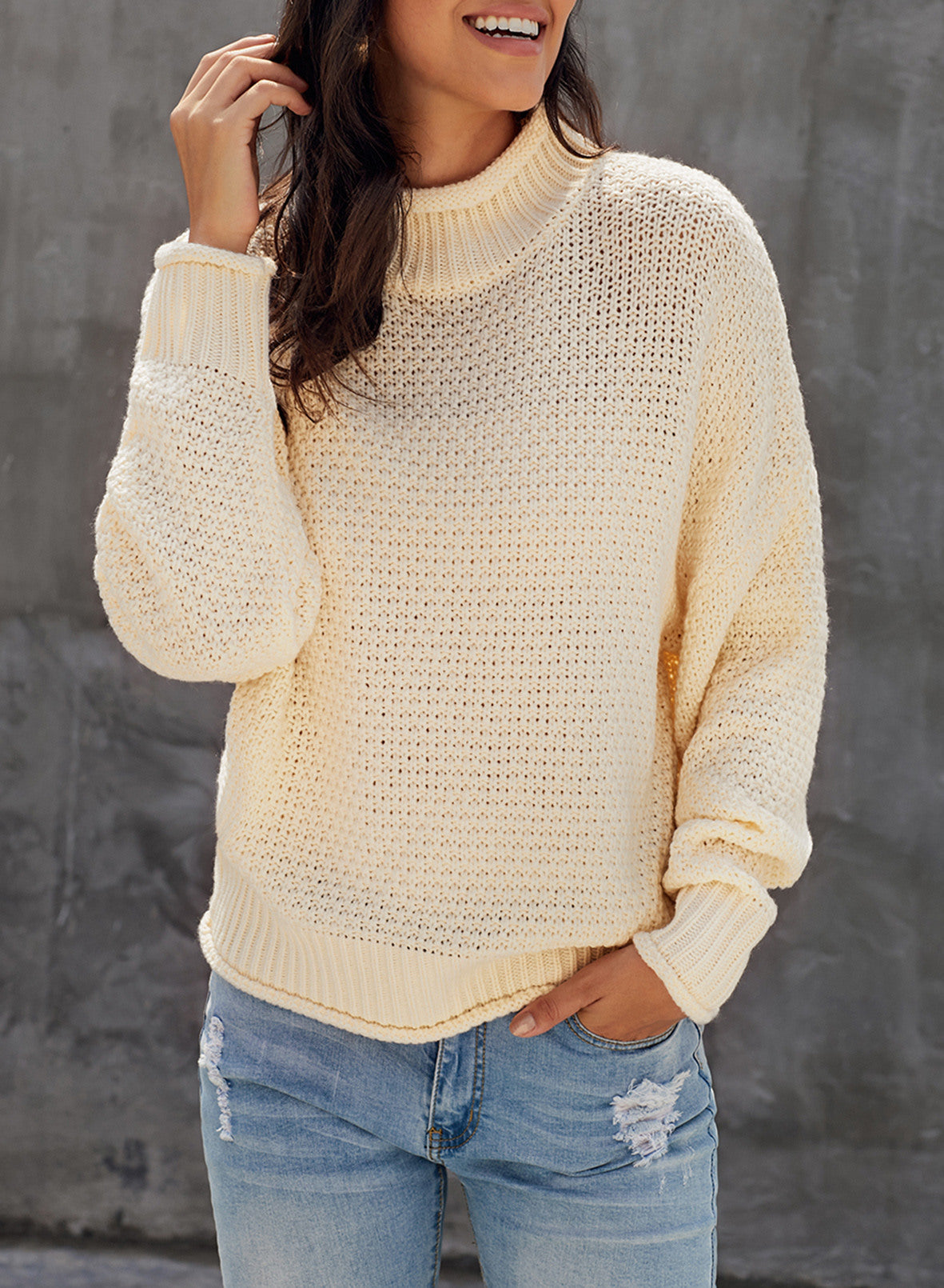 Women's Fashion Cable Knit Turtleneck Sweater Casual Thick Tops Long Sleeve Pullover