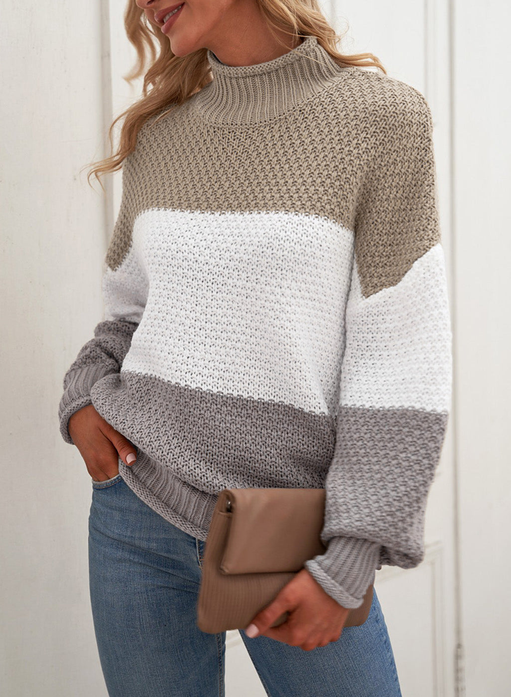 Women's Fashion Cable Knit Turtleneck Sweater Casual Thick Tops Long Sleeve Pullover