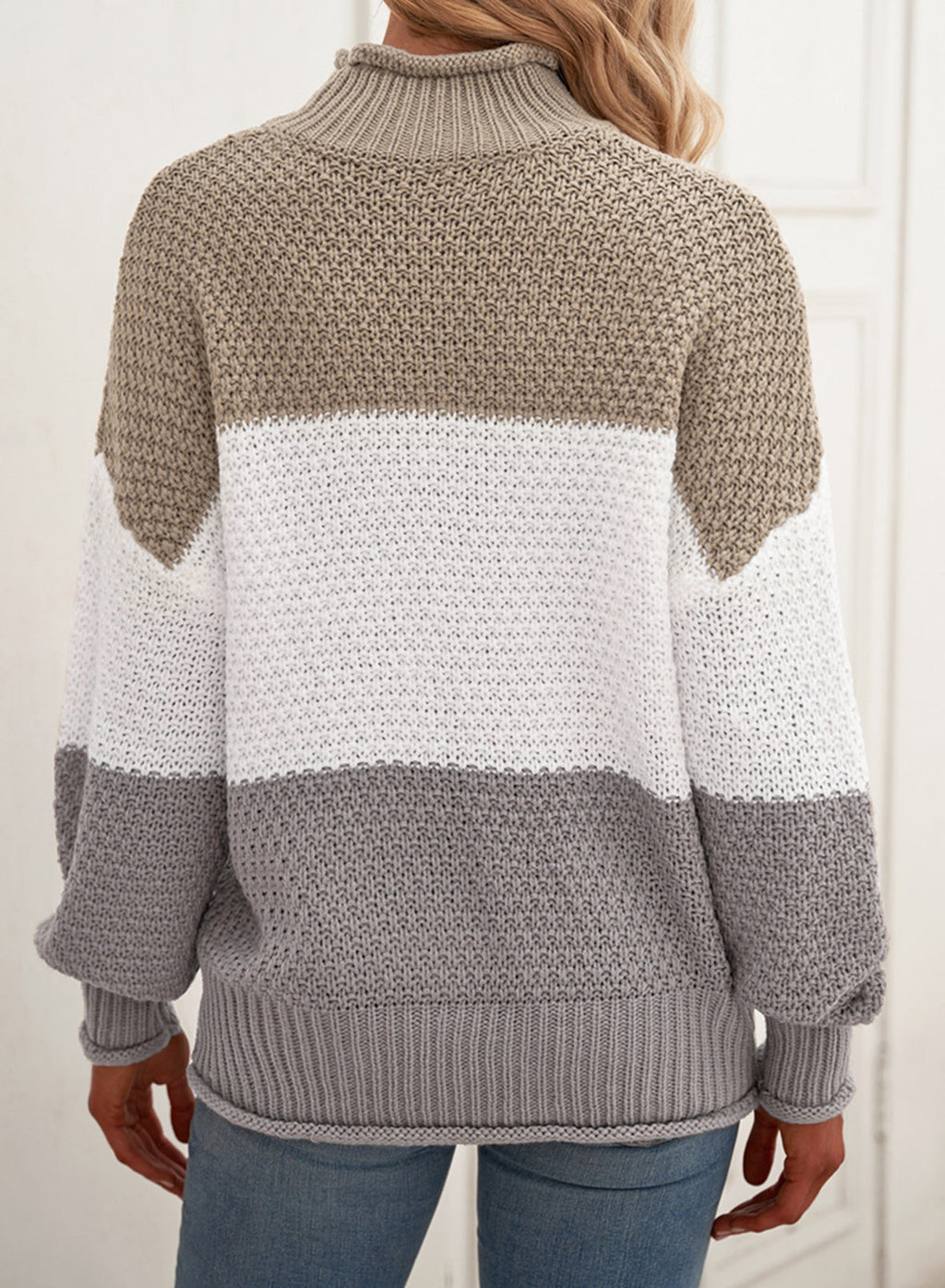 Women's Fashion Cable Knit Turtleneck Sweater Casual Thick Tops Long Sleeve Pullover