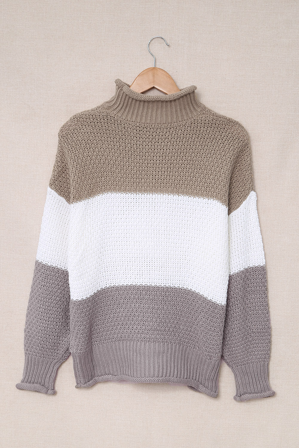 Women's Fashion Cable Knit Turtleneck Sweater Casual Thick Tops Long Sleeve Pullover