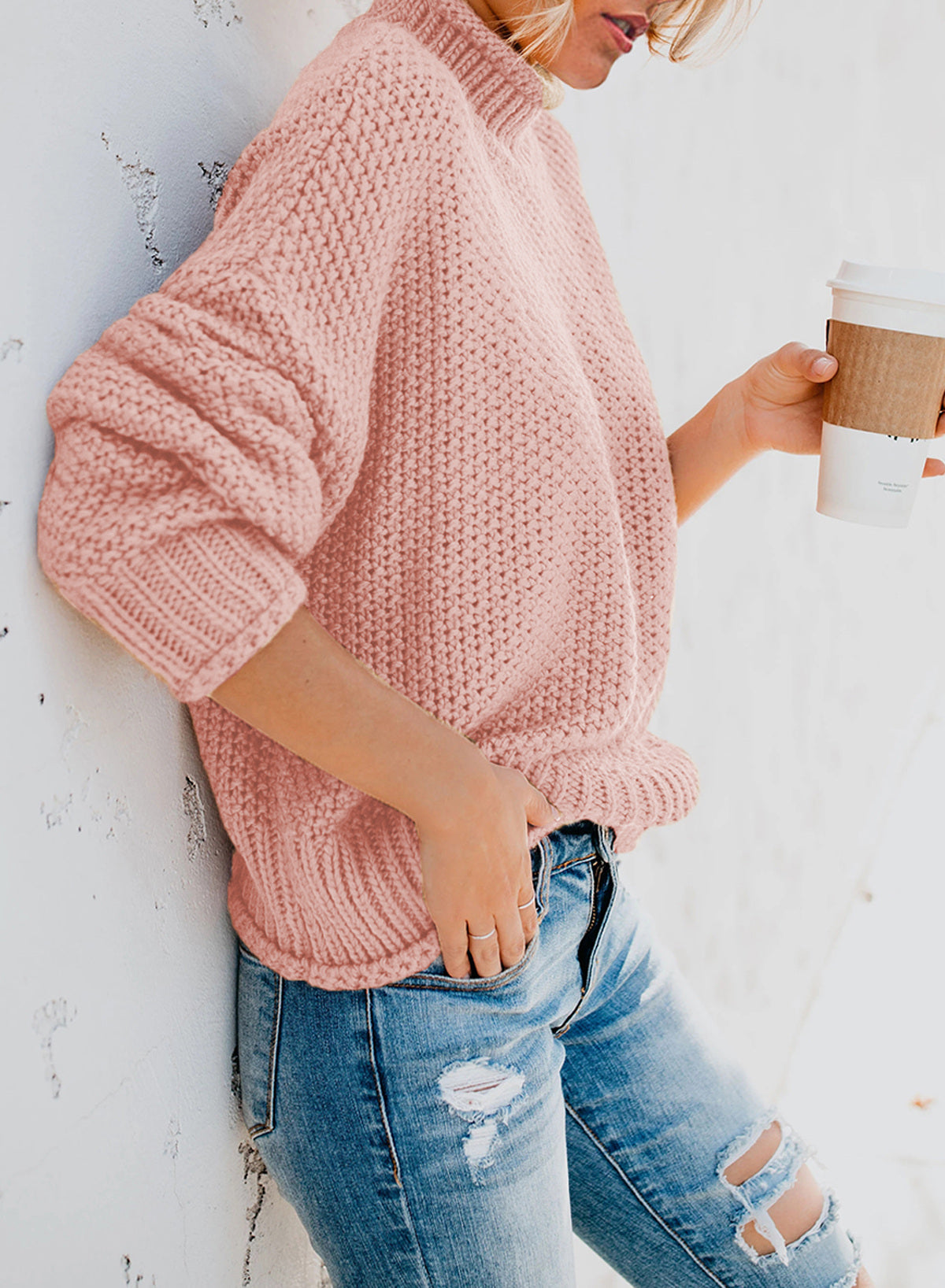 Women's Fashion Cable Knit Turtleneck Sweater Casual Thick Tops Long Sleeve Pullover