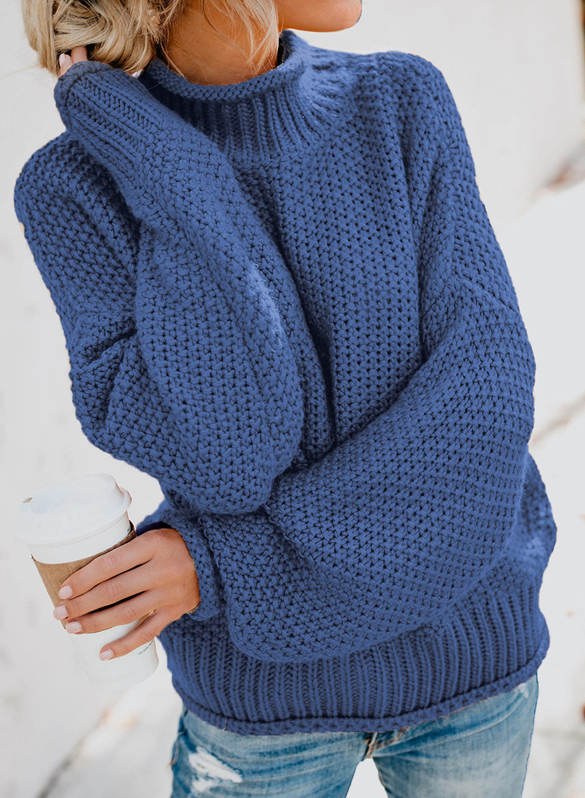 Women's Fashion Cable Knit Turtleneck Sweater Casual Thick Tops Long Sleeve Pullover