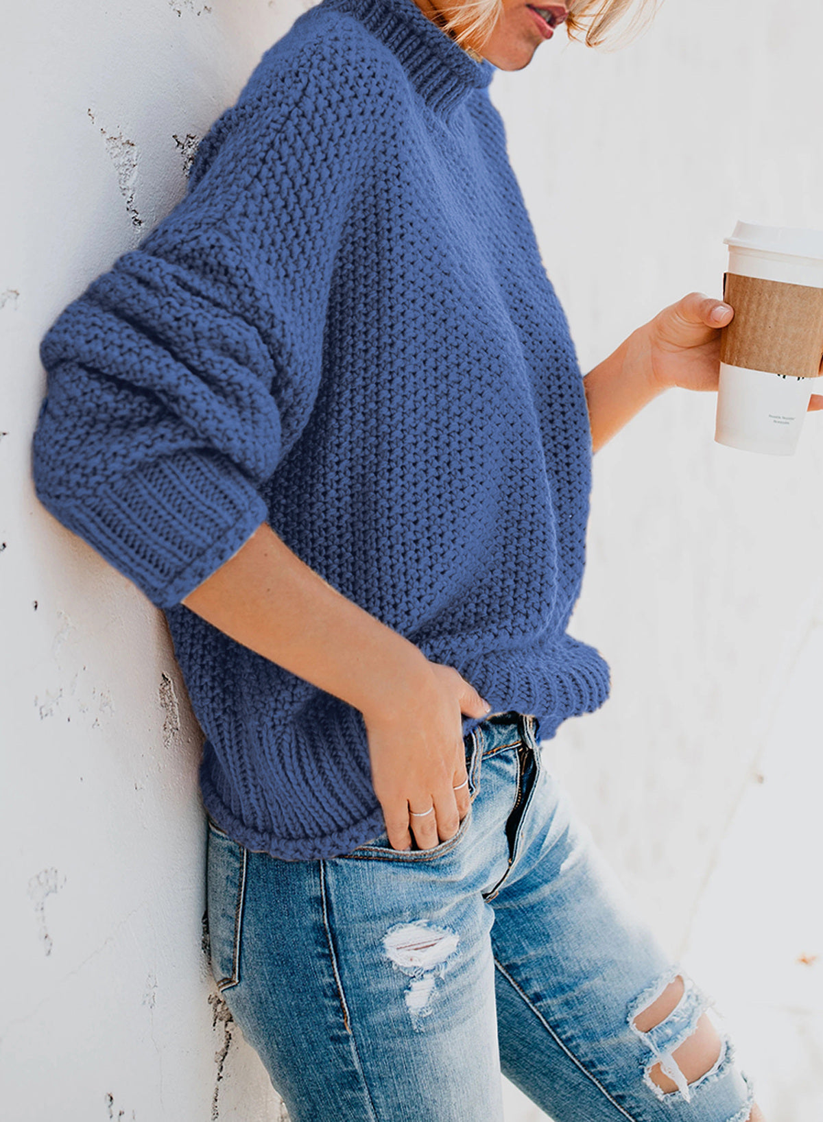 Women's Fashion Cable Knit Turtleneck Sweater Casual Thick Tops Long Sleeve Pullover