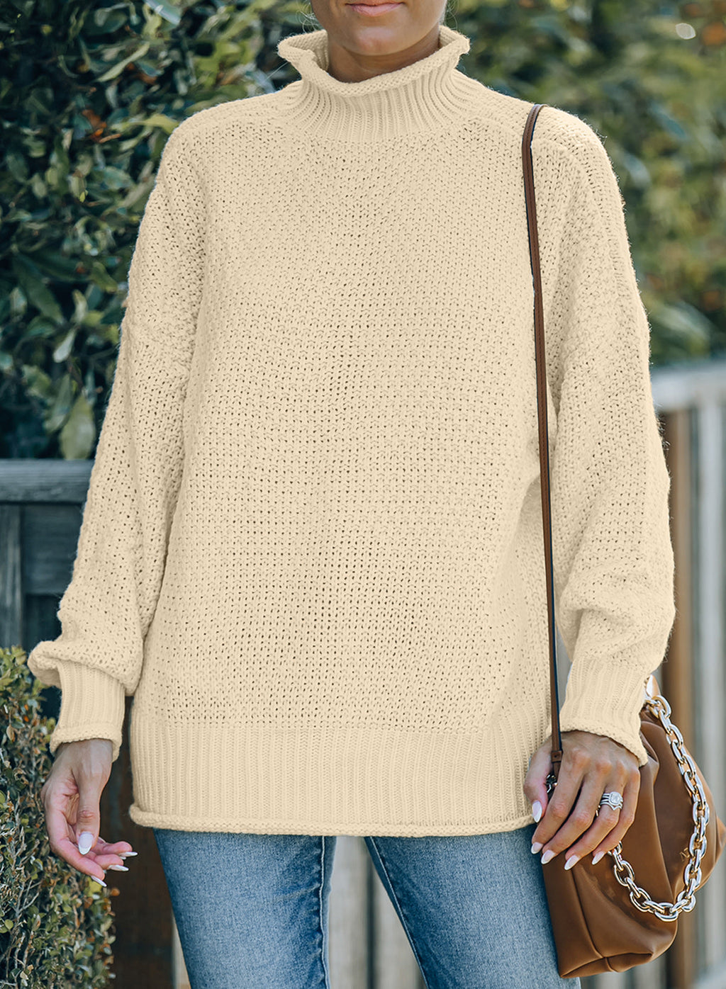 Women's Fashion Cable Knit Turtleneck Sweater Casual Thick Tops Long Sleeve Pullover