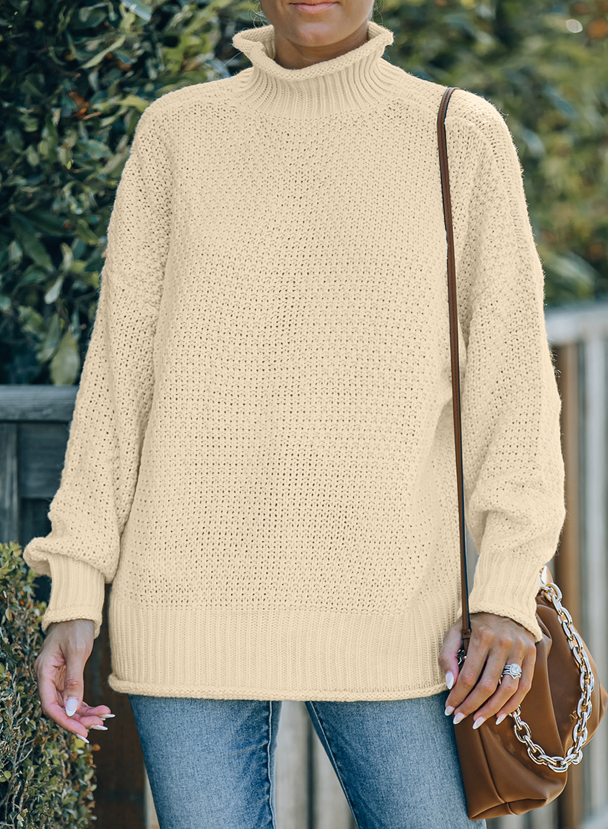 Women's Fashion Cable Knit Turtleneck Sweater Casual Thick Tops Long Sleeve Pullover