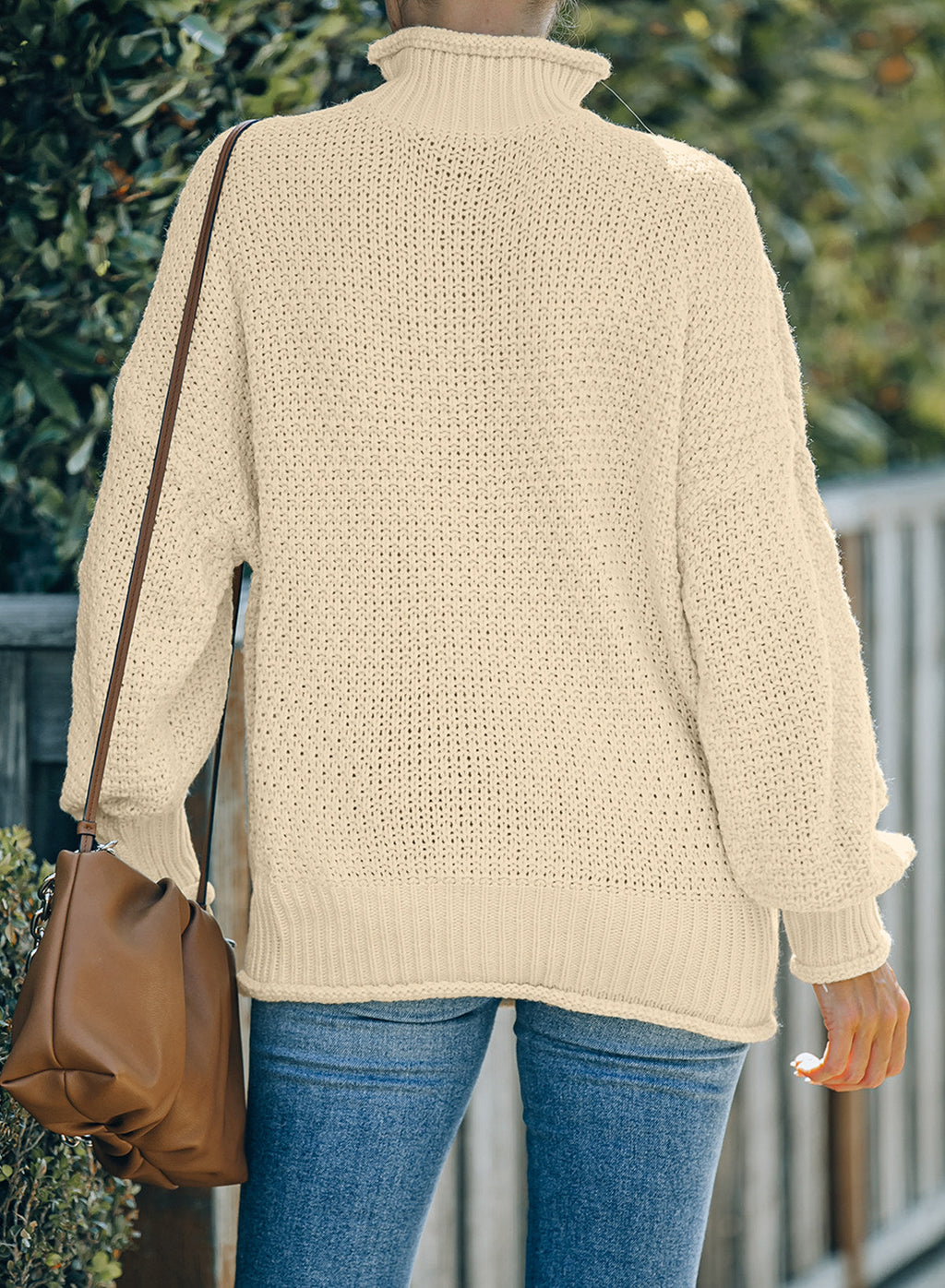 Women's Fashion Cable Knit Turtleneck Sweater Casual Thick Tops Long Sleeve Pullover