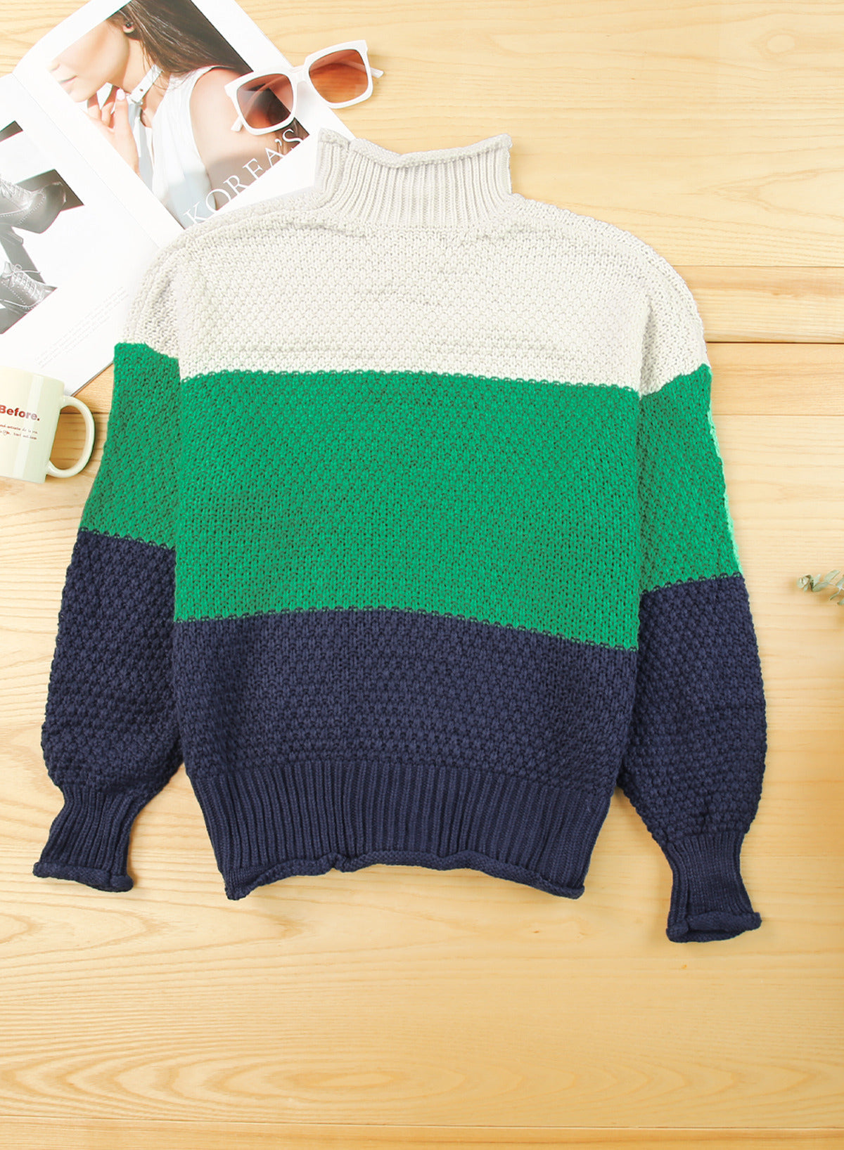 Women's Fashion Cable Knit Turtleneck Sweater Casual Thick Tops Long Sleeve Pullover