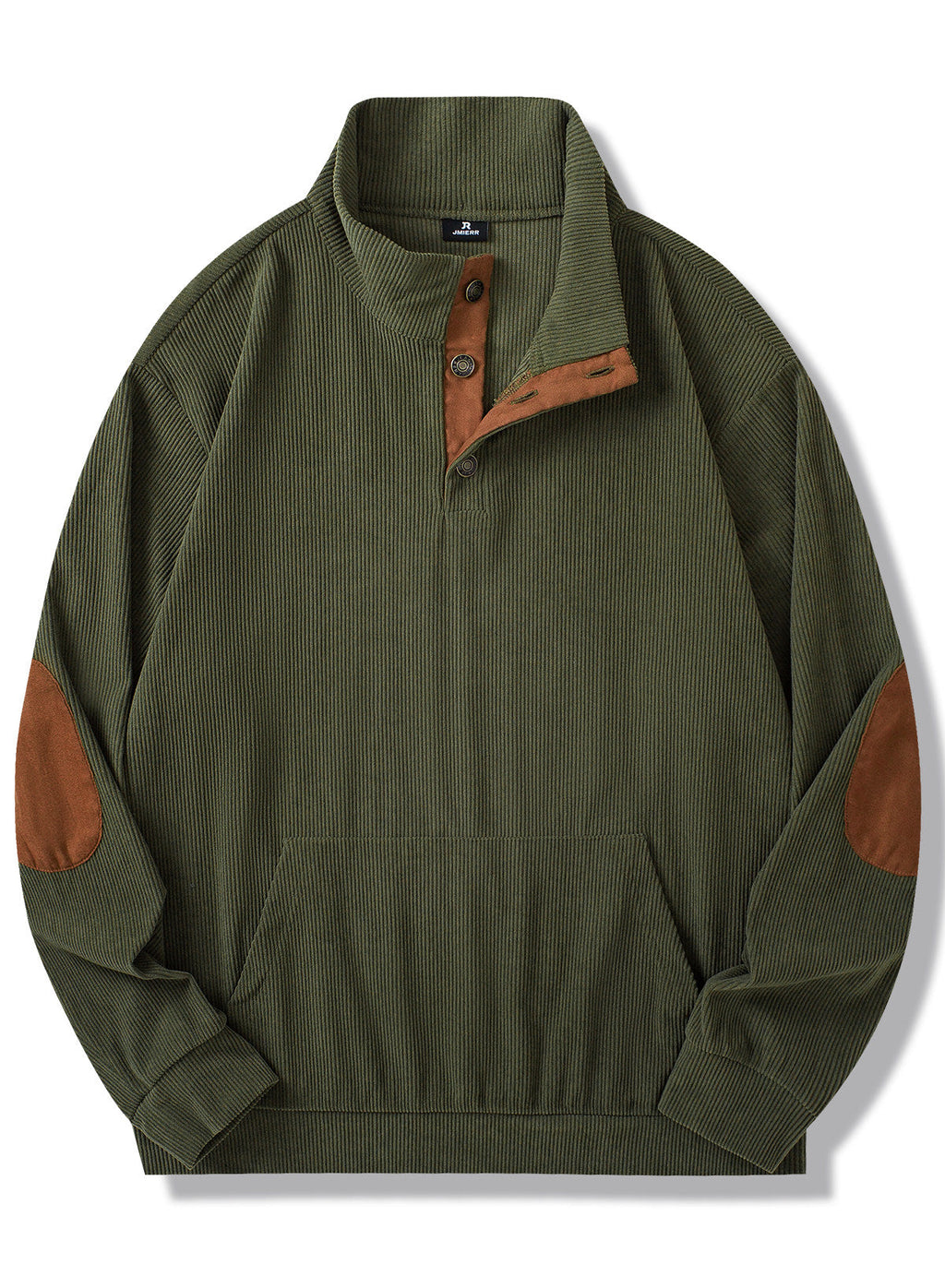 Dokotoo Men Men's Corduroy Sweatshirt Casual Long Sleeve Stand Collar Knitted Pullover Button Sweaters with Pockets