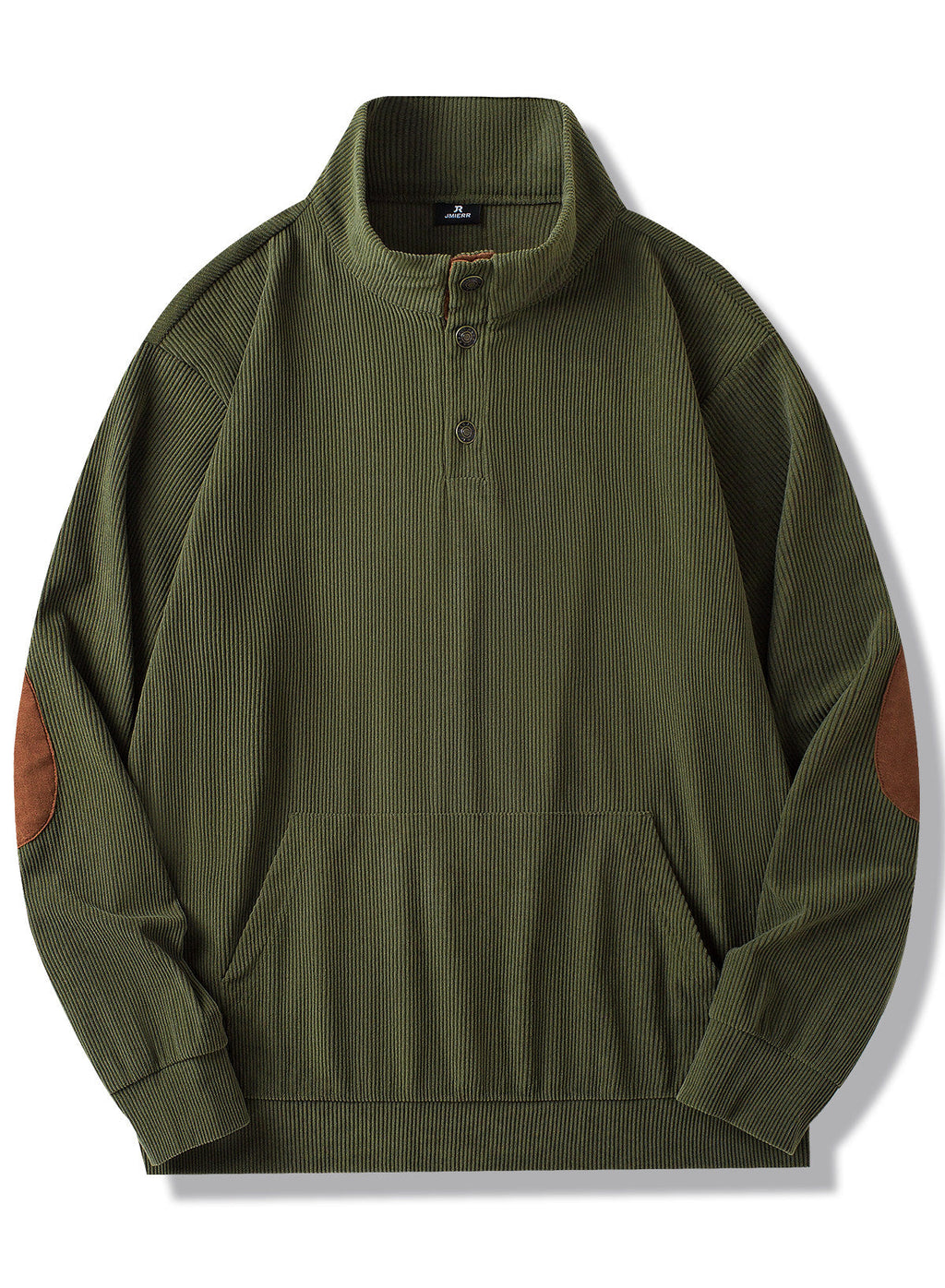 Dokotoo Men Men's Corduroy Sweatshirt Casual Long Sleeve Stand Collar Knitted Pullover Button Sweaters with Pockets