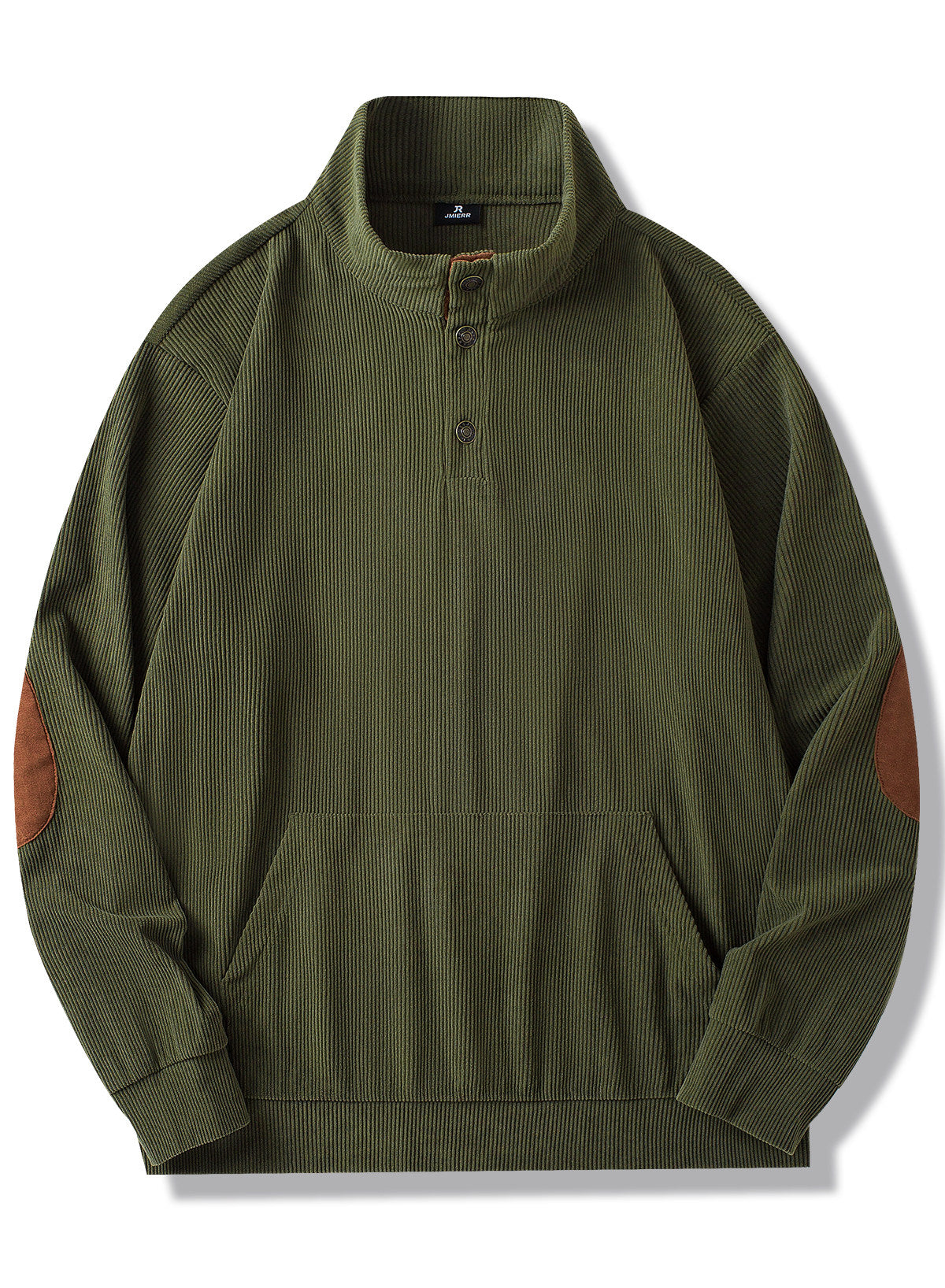 Dokotoo Men Men's Corduroy Sweatshirt Casual Long Sleeve Stand Collar Knitted Pullover Button Sweaters with Pockets