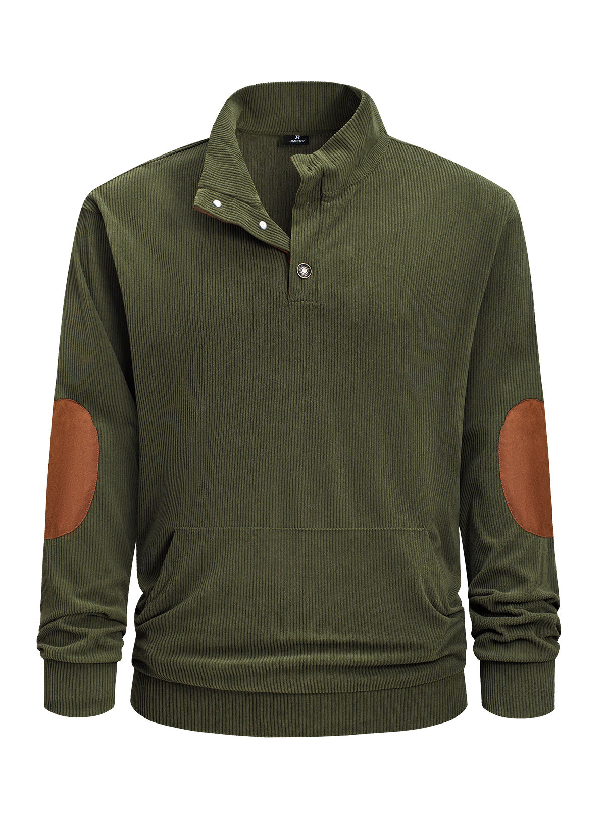 Dokotoo Men Men's Corduroy Sweatshirt Casual Long Sleeve Stand Collar Knitted Pullover Button Sweaters with Pockets