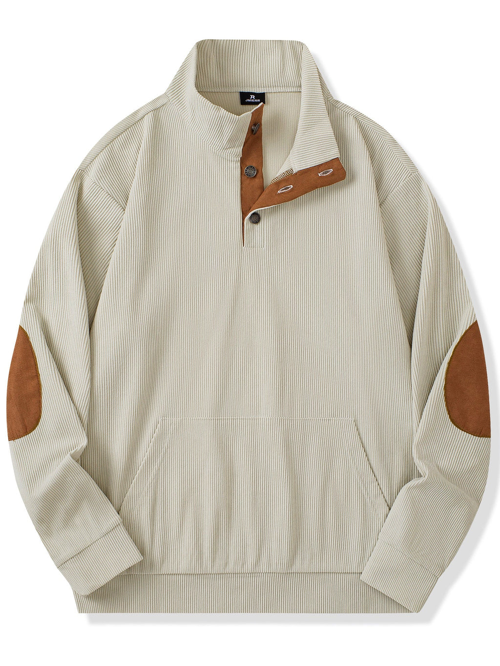 Dokotoo Men Men's Corduroy Sweatshirt Casual Long Sleeve Stand Collar Knitted Pullover Button Sweaters with Pockets