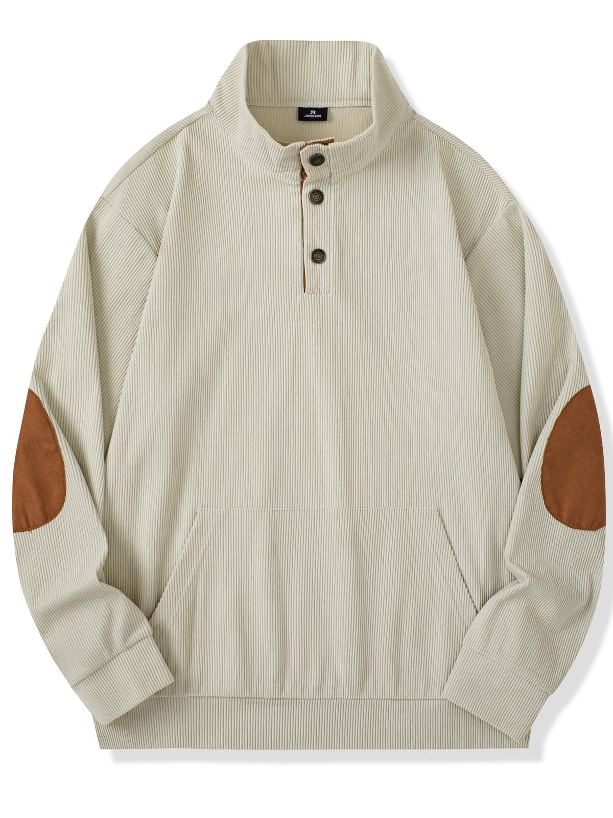 Dokotoo Men Men's Corduroy Sweatshirt Casual Long Sleeve Stand Collar Knitted Pullover Button Sweaters with Pockets