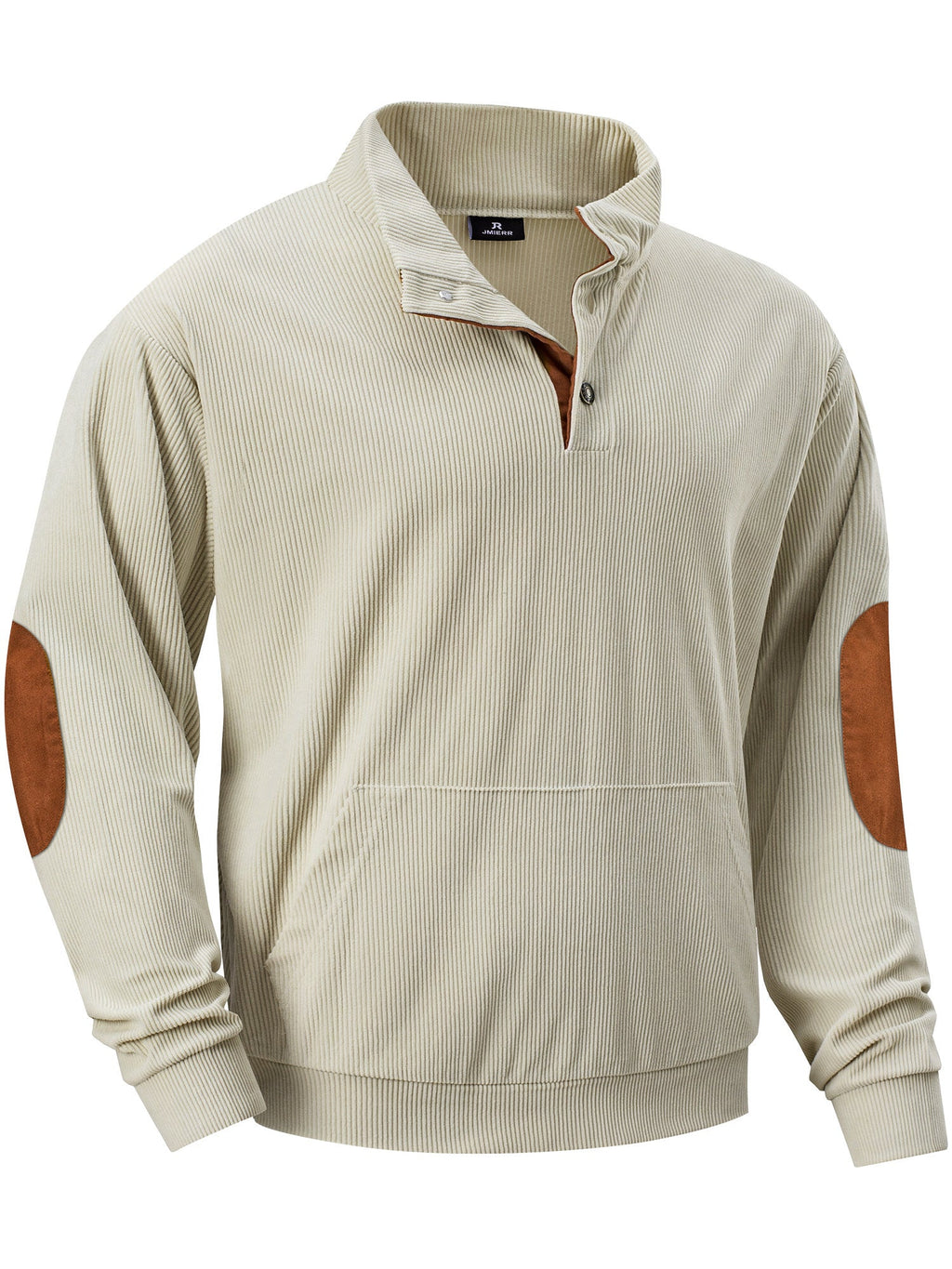 Dokotoo Men Men's Corduroy Sweatshirt Casual Long Sleeve Stand Collar Knitted Pullover Button Sweaters with Pockets