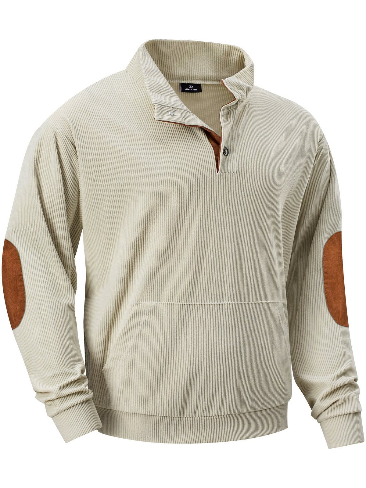 Dokotoo Men Men's Corduroy Sweatshirt Casual Long Sleeve Stand Collar Knitted Pullover Button Sweaters with Pockets