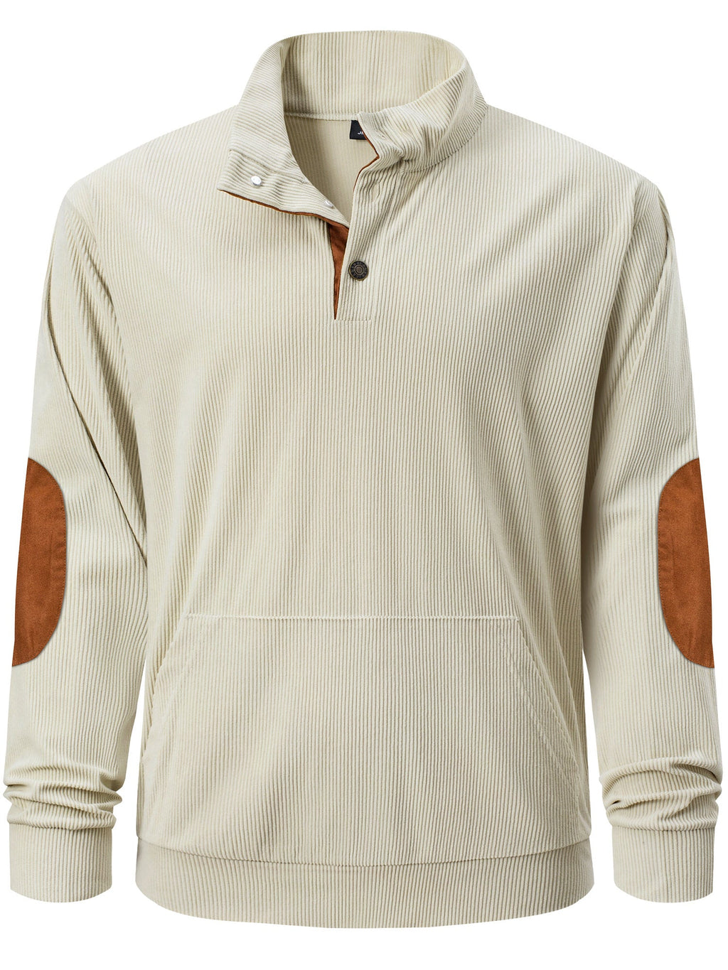 Dokotoo Men Men's Corduroy Sweatshirt Casual Long Sleeve Stand Collar Knitted Pullover Button Sweaters with Pockets