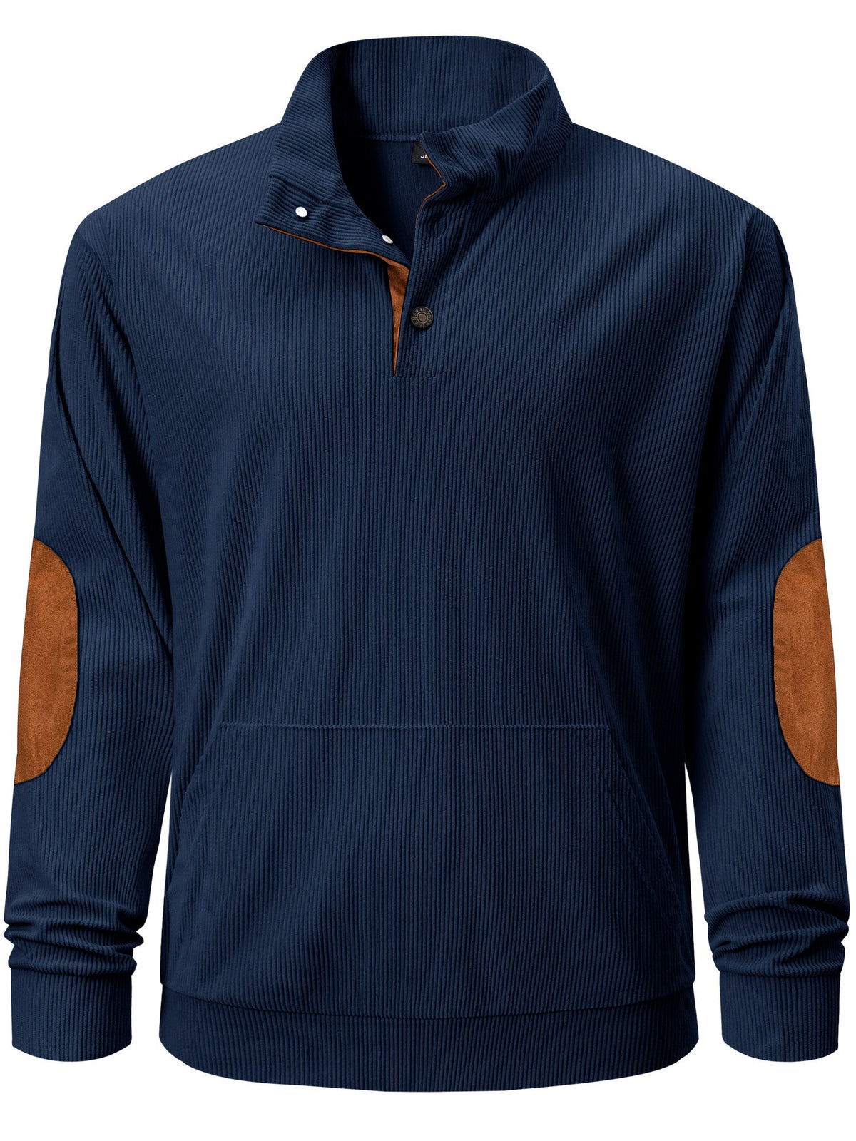 Dokotoo Men Men's Corduroy Sweatshirt Casual Long Sleeve Stand Collar Knitted Pullover Button Sweaters with Pockets