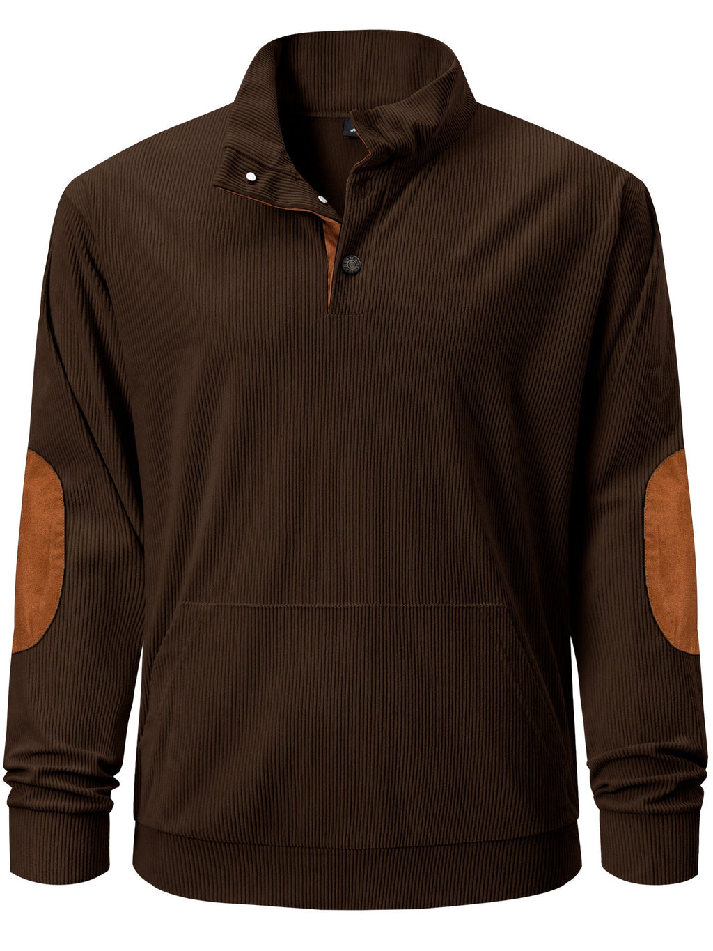 Dokotoo Men Men's Corduroy Sweatshirt Casual Long Sleeve Stand Collar Knitted Pullover Button Sweaters with Pockets