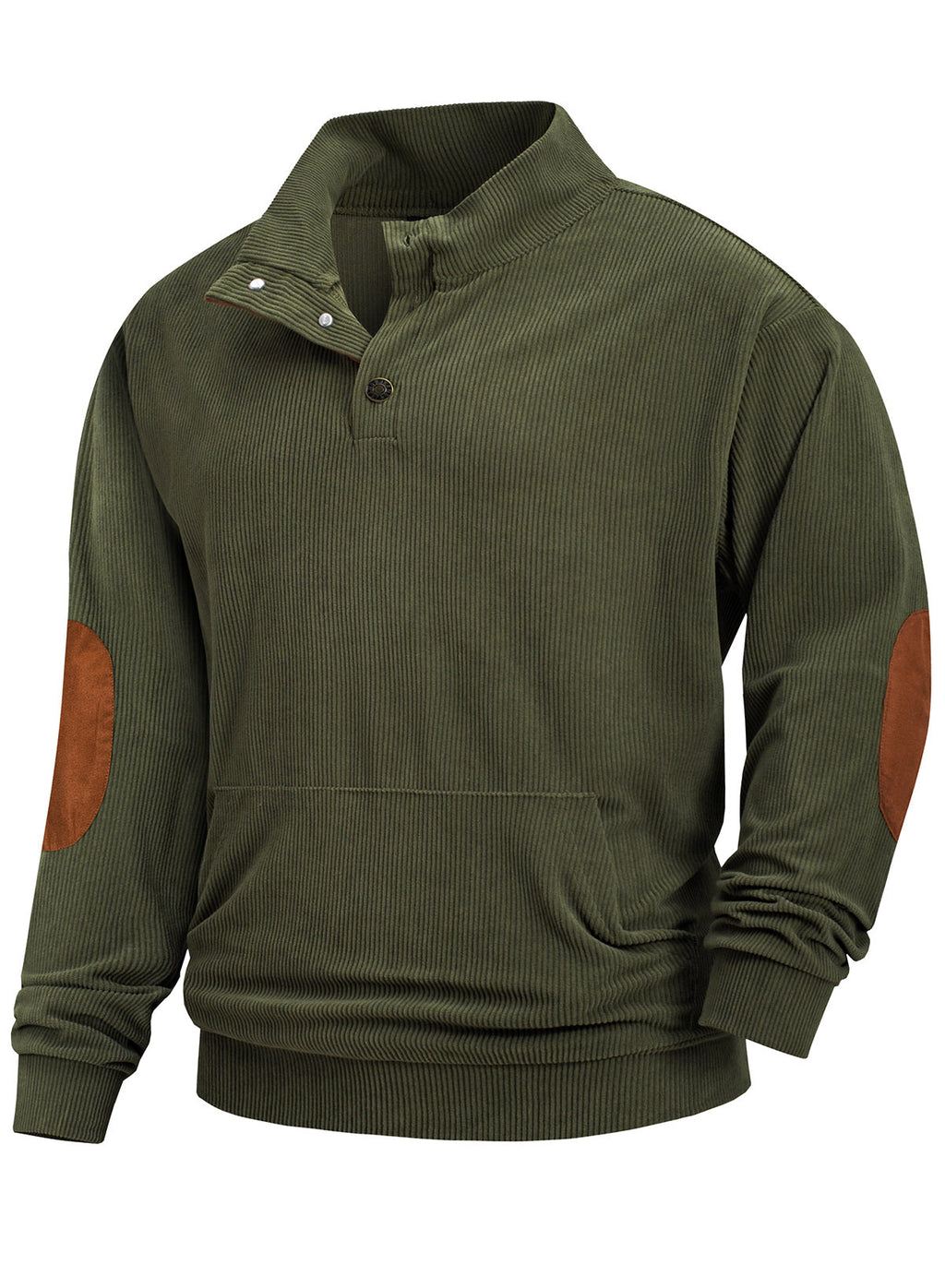 Dokotoo Men Men's Corduroy Sweatshirt Casual Long Sleeve Stand Collar Knitted Pullover Button Sweaters with Pockets