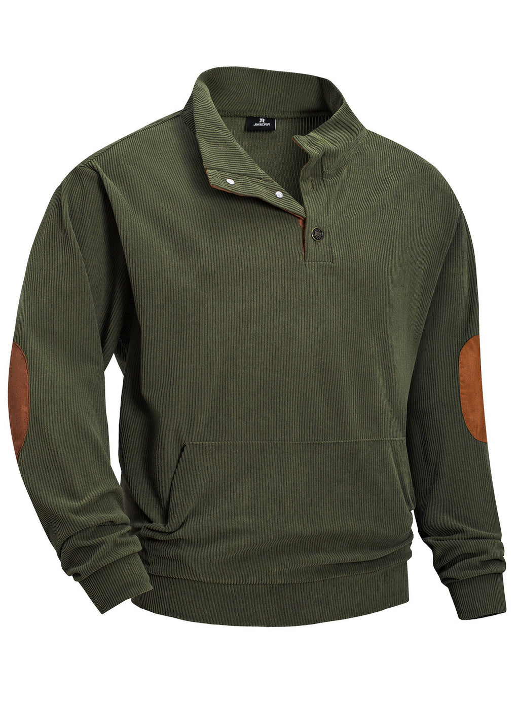 Dokotoo Men Men's Corduroy Sweatshirt Casual Long Sleeve Stand Collar Knitted Pullover Button Sweaters with Pockets