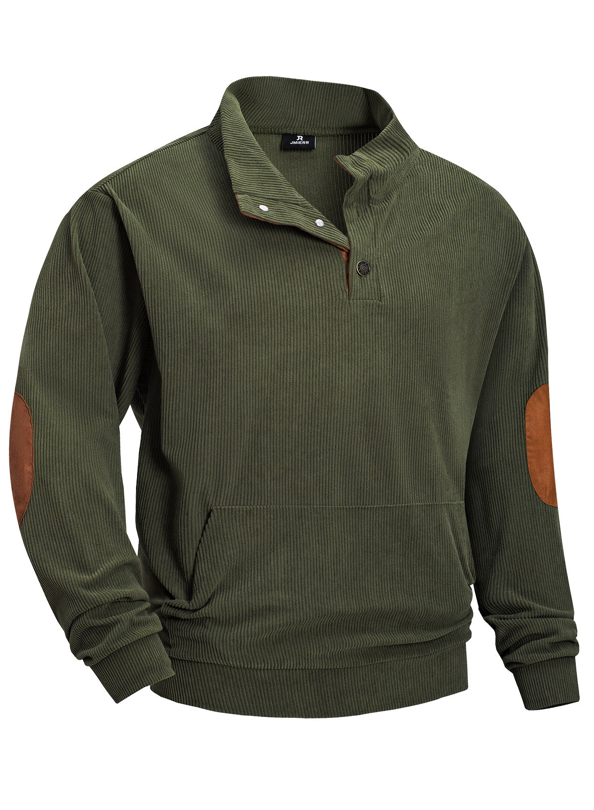 Dokotoo Men Men's Corduroy Sweatshirt Casual Long Sleeve Stand Collar Knitted Pullover Button Sweaters with Pockets