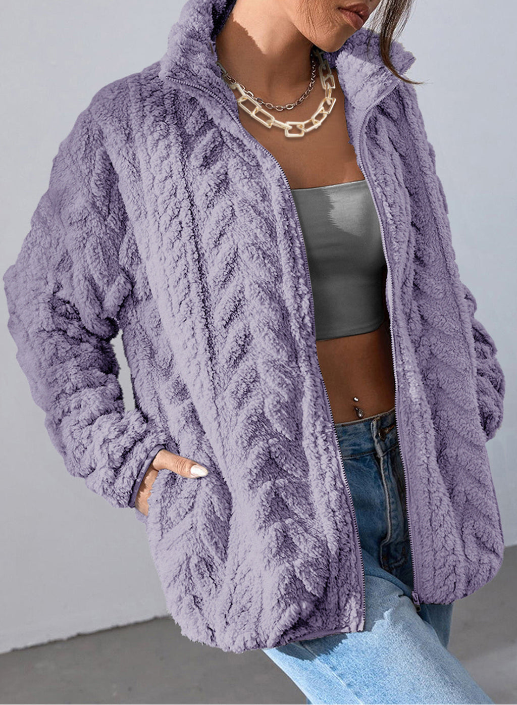 Dokotoo Winter Fleece Jacket for Women 2026 Zipper Casual Coat with Pockets