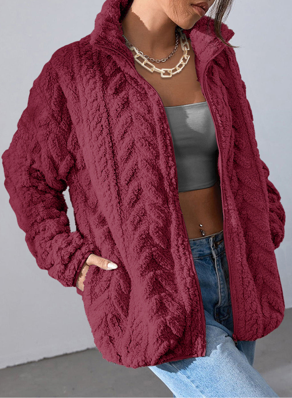 Dokotoo Winter Fleece Jacket for Women 2026 Zipper Casual Coat with Pockets