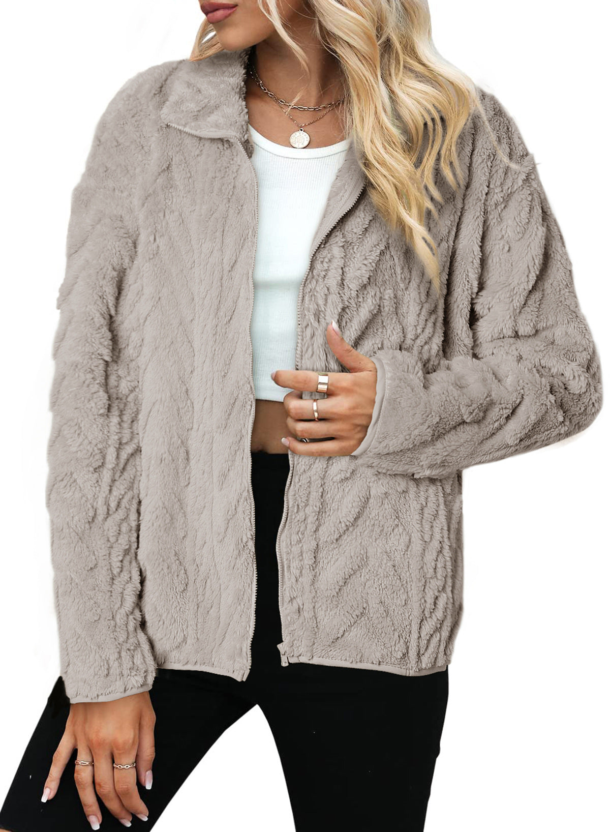Dokotoo Winter Fleece Jacket for Women 2026 Zipper Casual Coat with Pockets