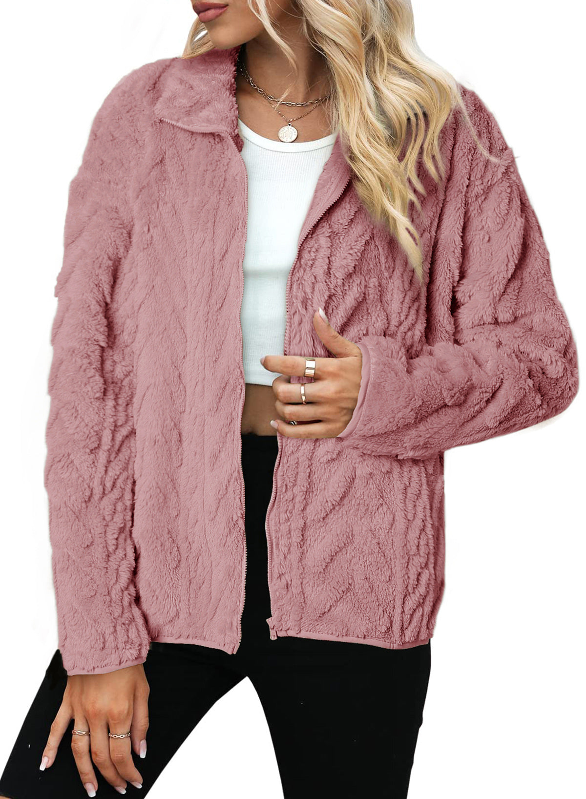 Dokotoo Winter Fleece Jacket for Women 2026 Zipper Casual Coat with Pockets